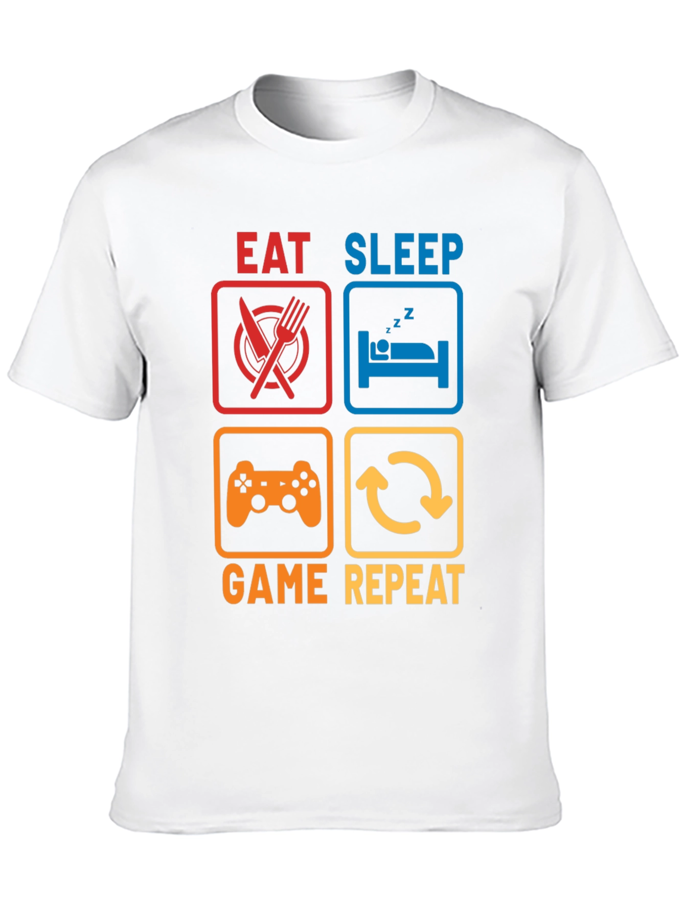 Eat Sleep Game Repeat Black Graphic T-Shirt