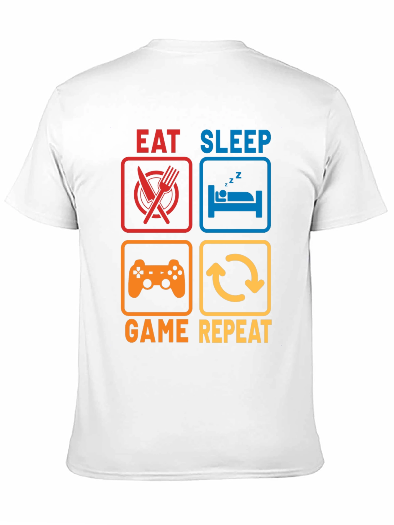 Eat Sleep Game Repeat Black Graphic T-Shirt