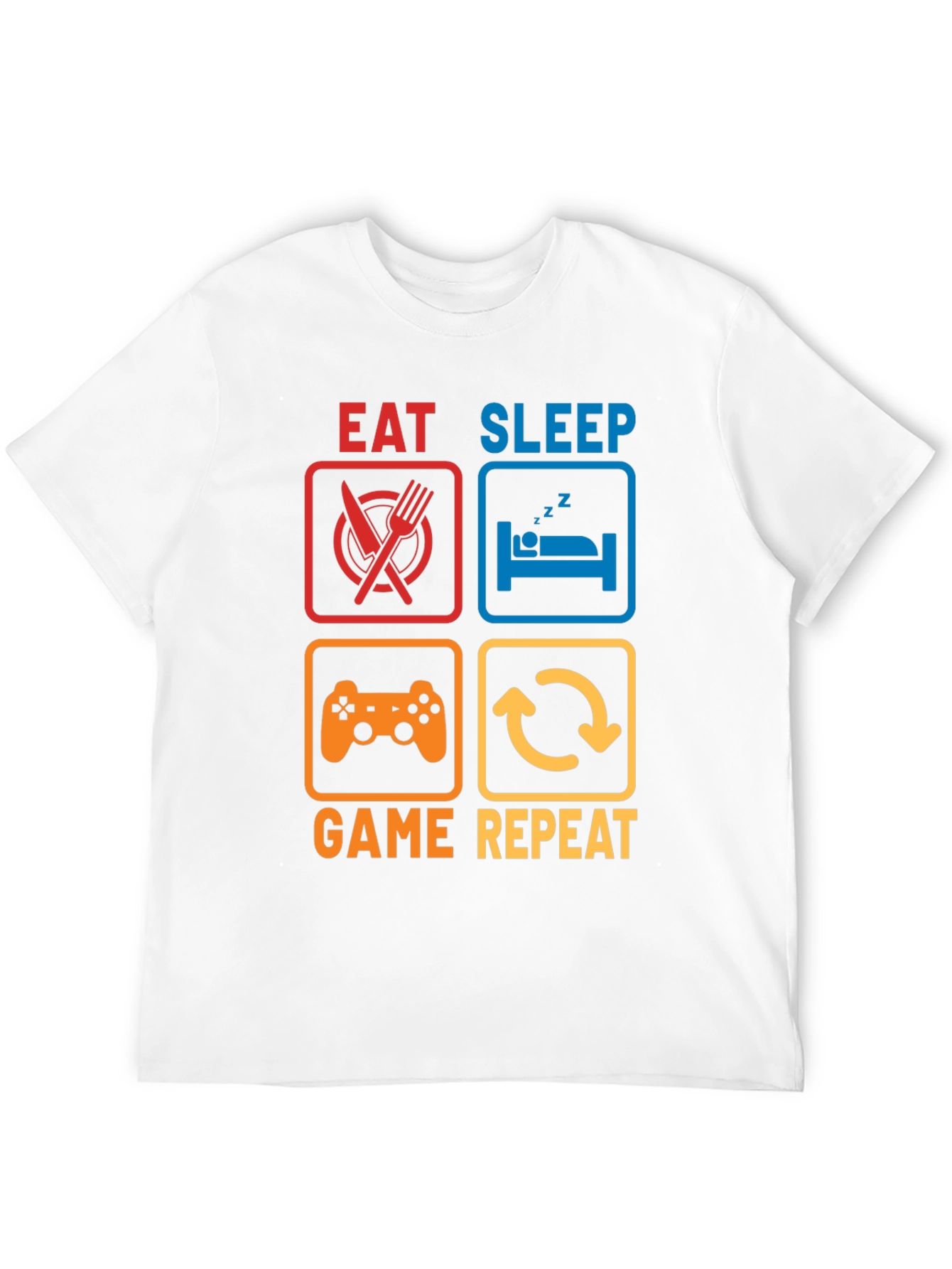 Eat Sleep Game Repeat Black Graphic T-Shirt