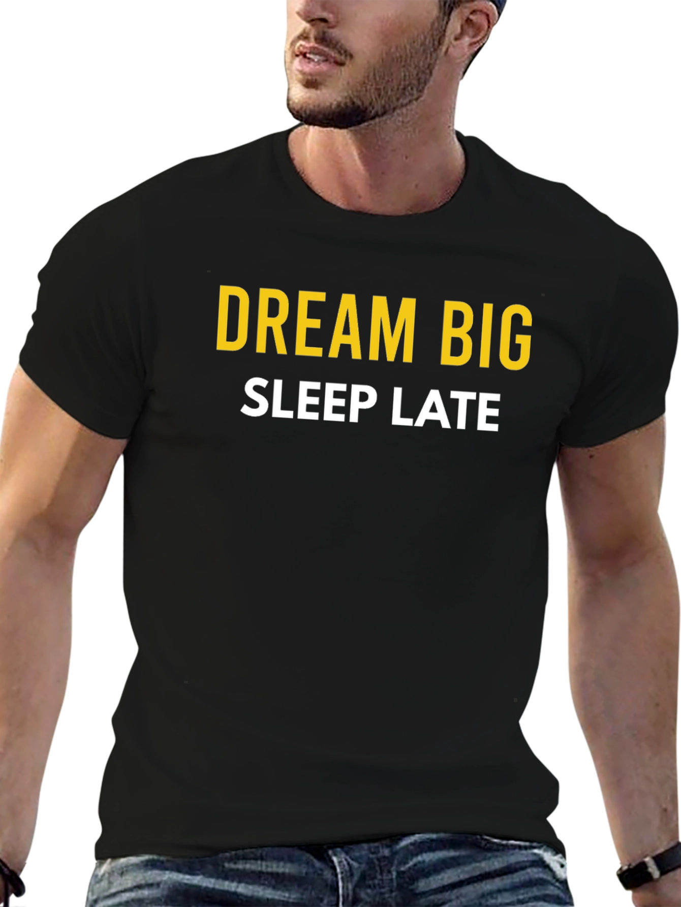 Dream Big Sleep Late Graphic Tee - Black Cotton