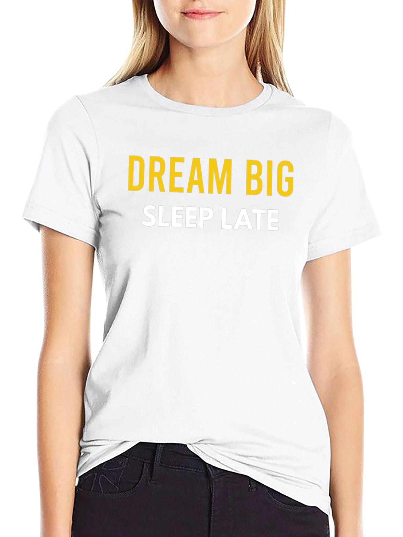 Dream Big Sleep Late Graphic Tee - Black Cotton
