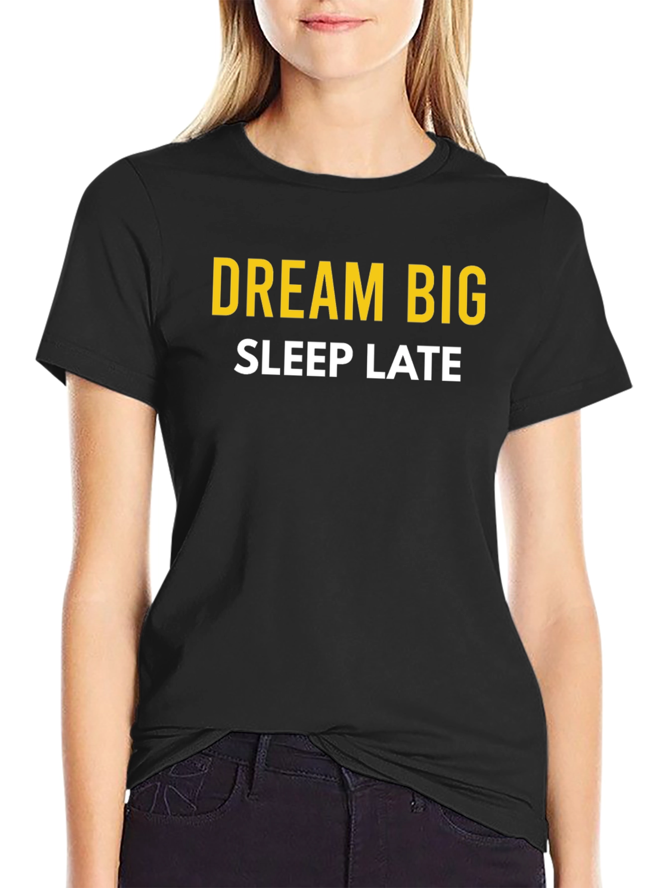 Dream Big Sleep Late Graphic Tee - Black Cotton