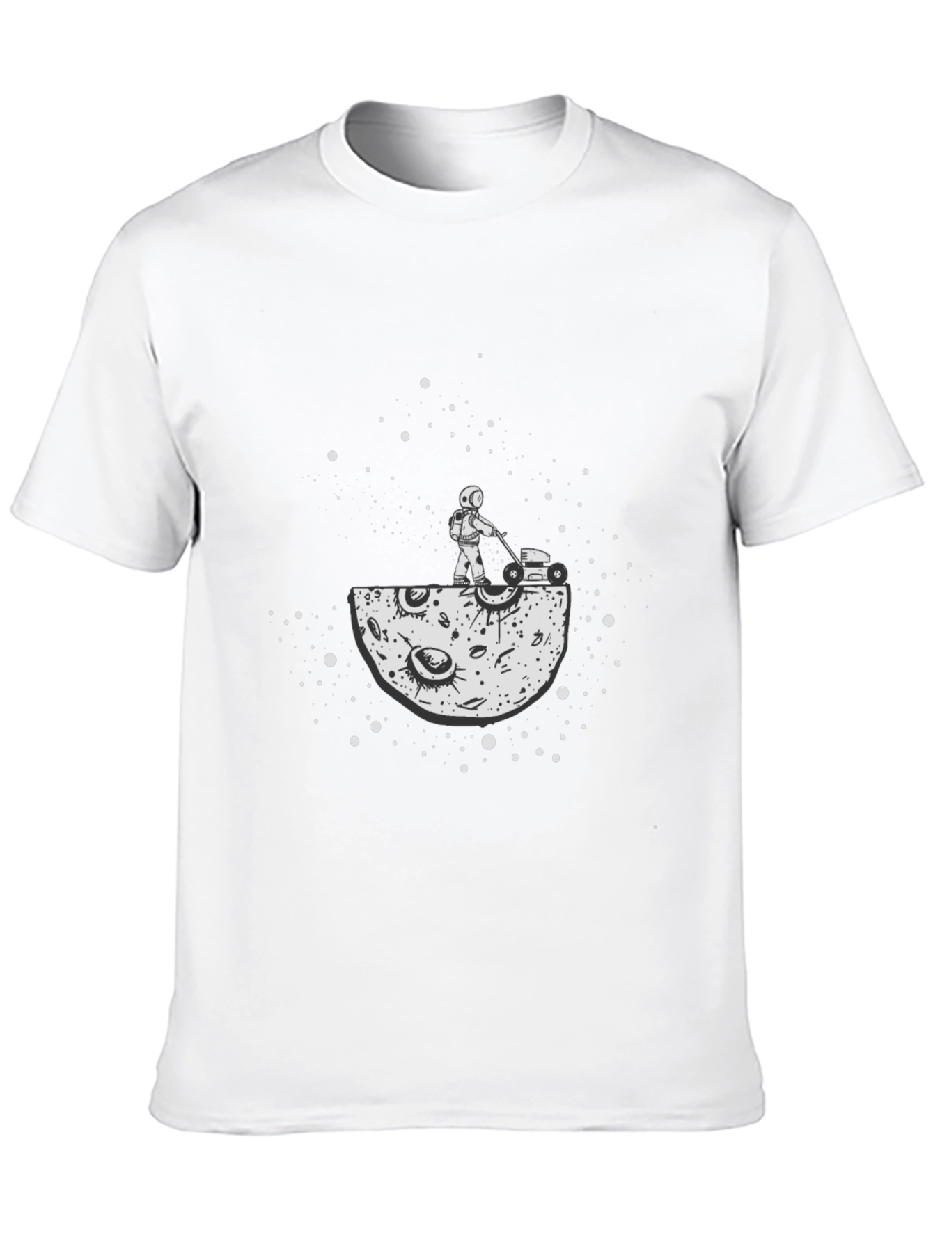 Astronaut Moon Mowing T-Shirt - Cosmic Humor Tee
