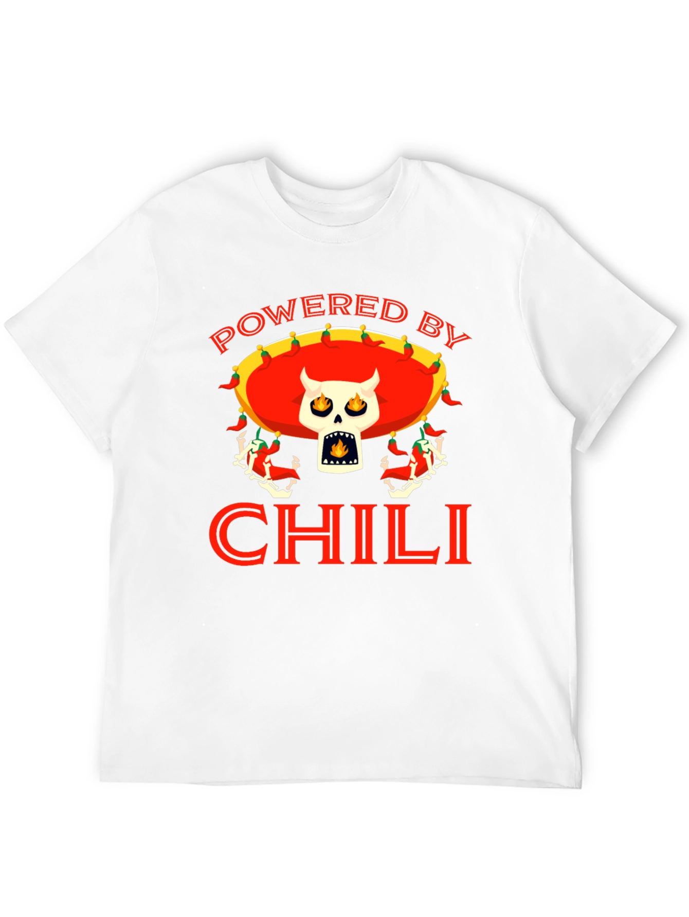 Powered By Chili T-Shirt - Skull Sombrero