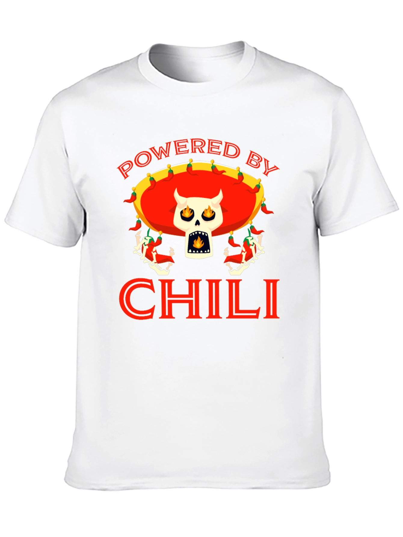 Powered By Chili T-Shirt - Skull Sombrero