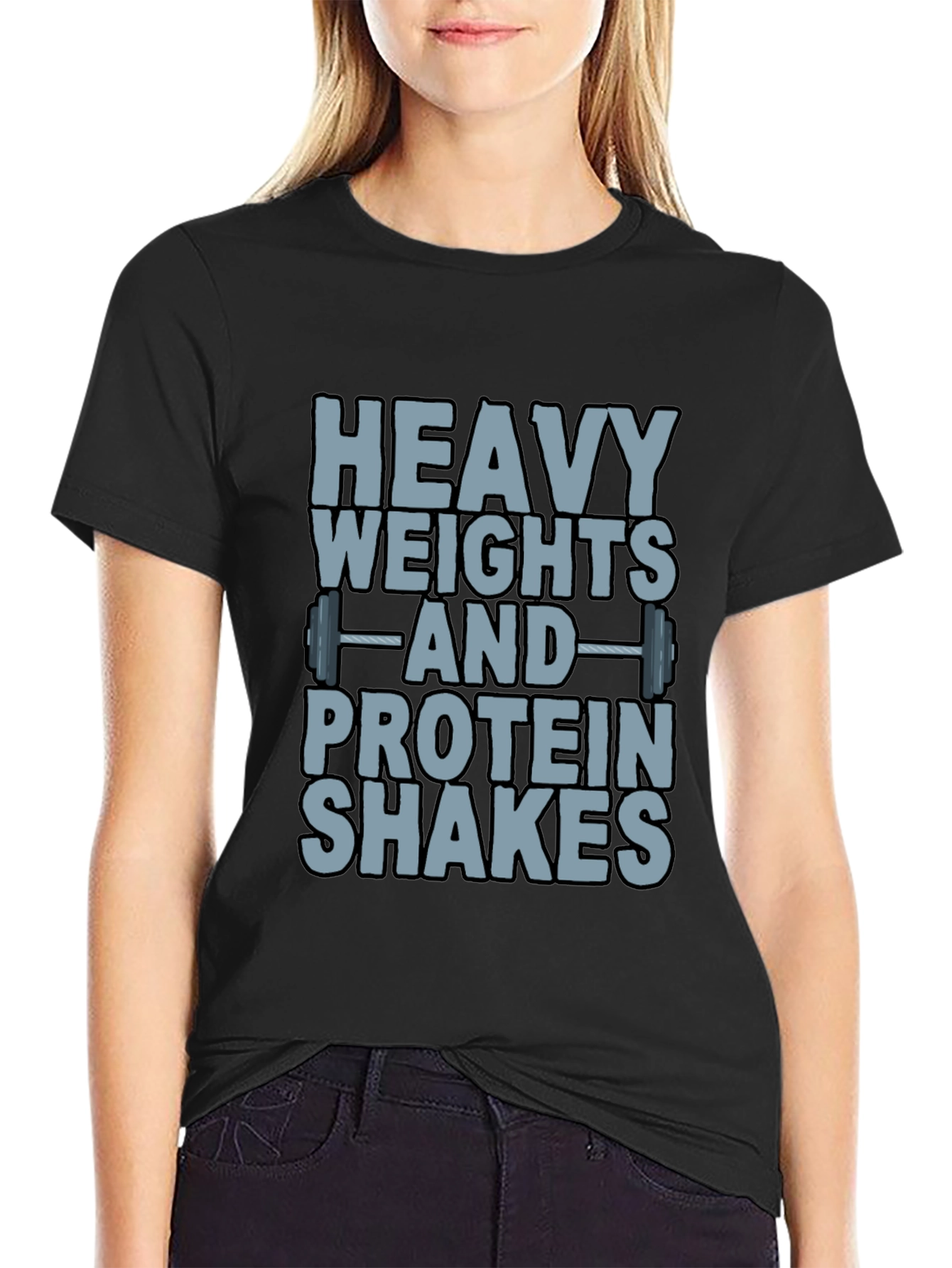 Heavy Weights & Protein Shakes Black T-Shirt
