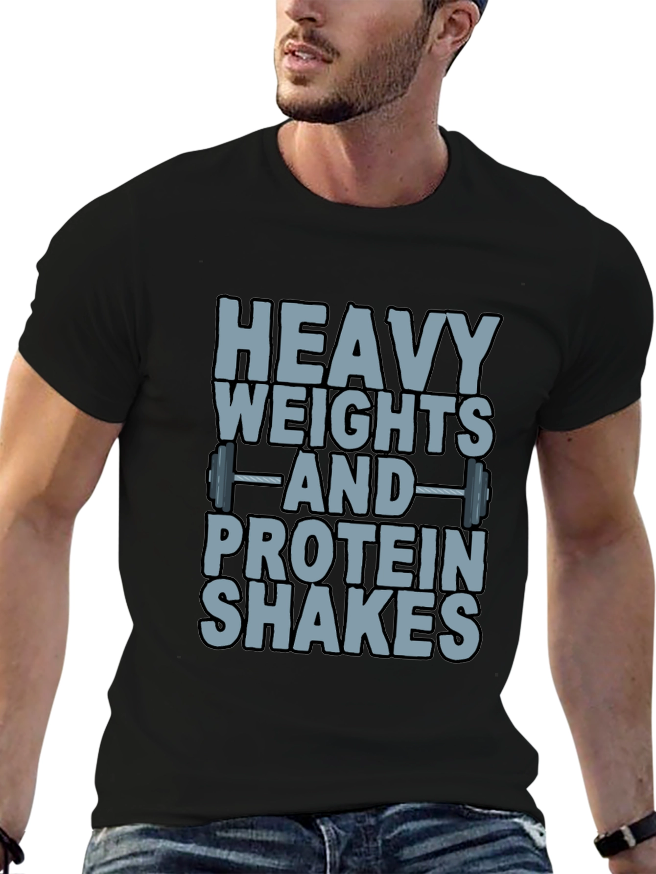 Heavy Weights & Protein Shakes Black T-Shirt