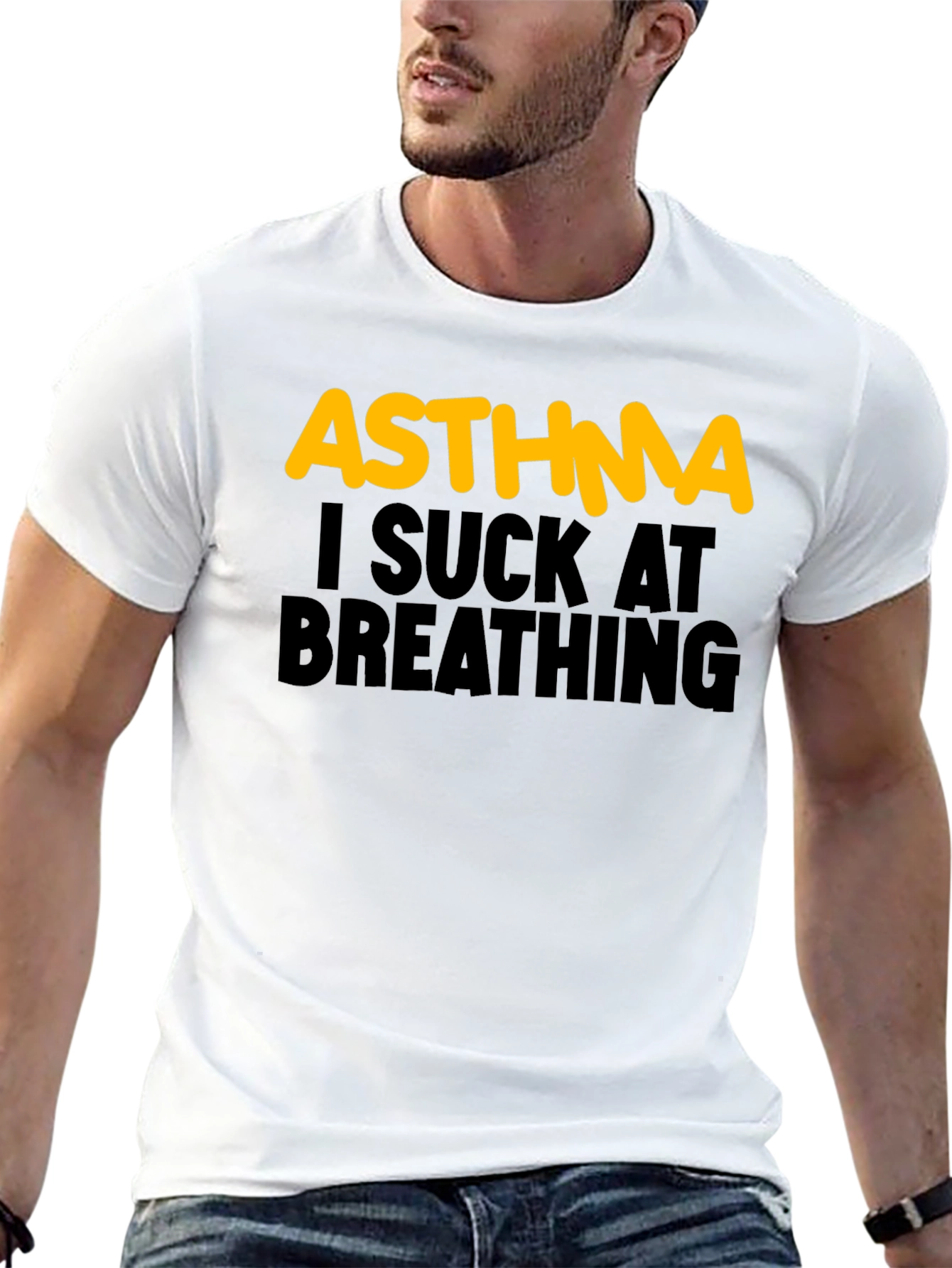 Asthma I Suck At Breathing Black T-Shirt