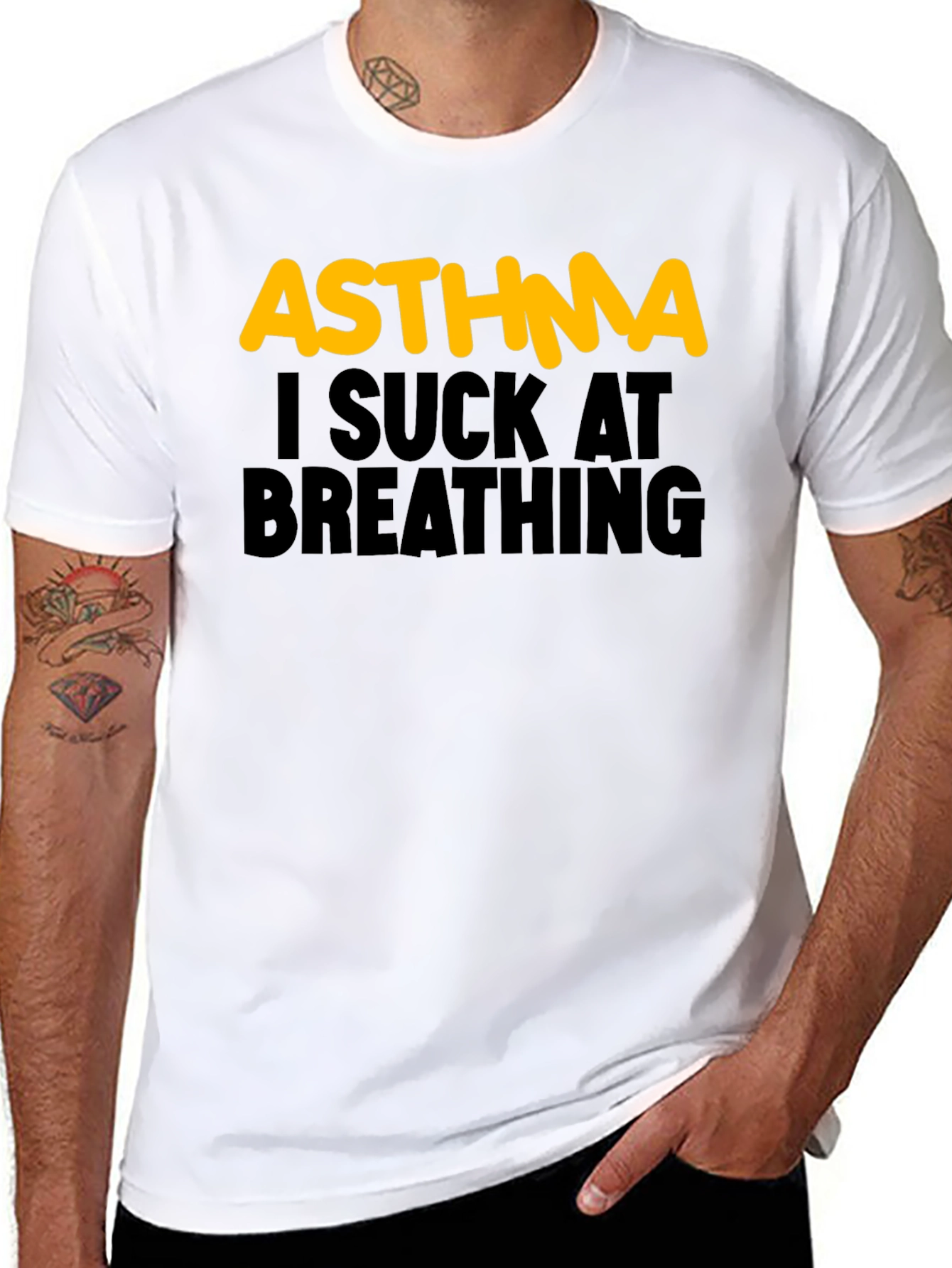 Asthma I Suck At Breathing Black T-Shirt
