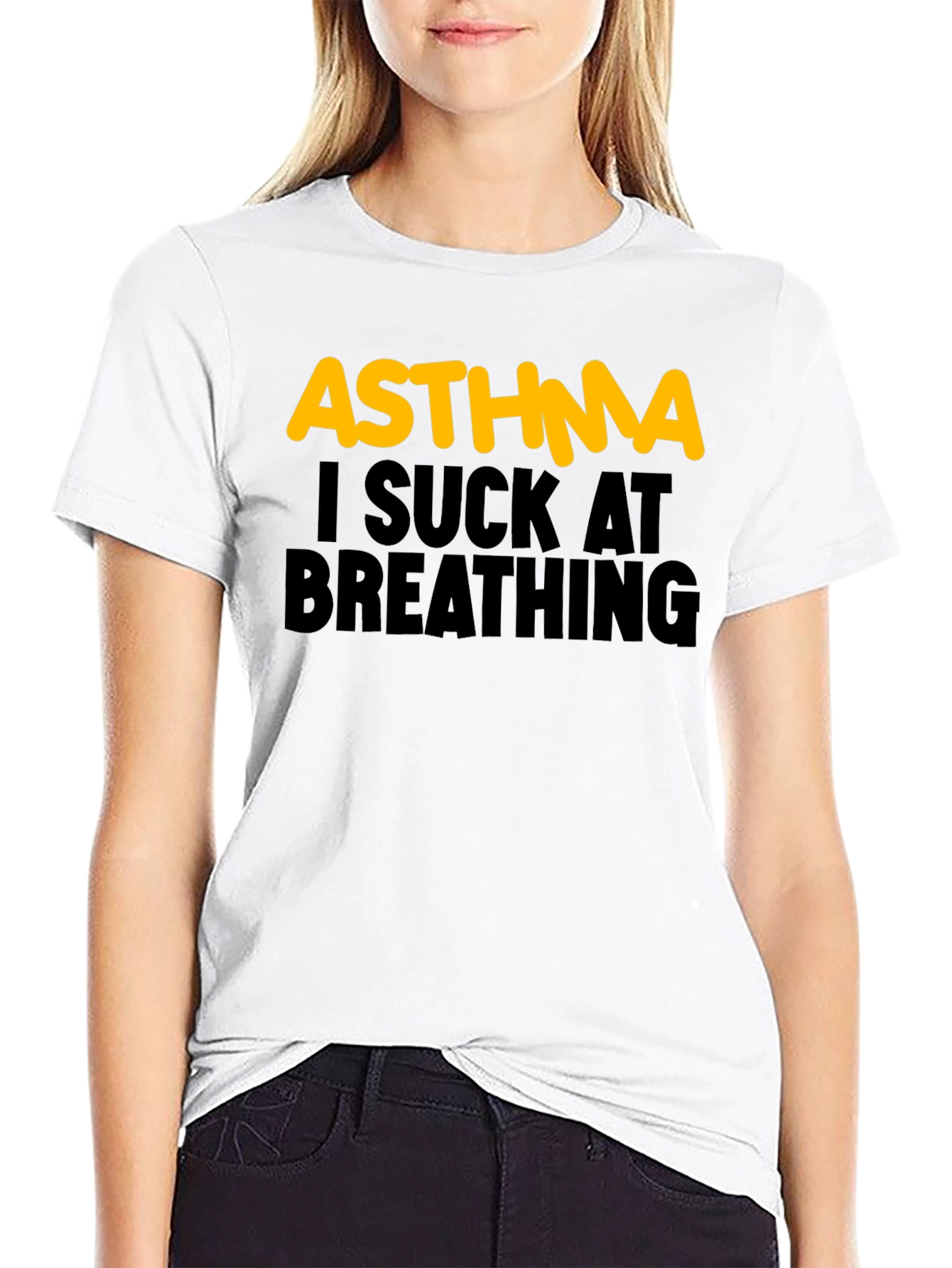Asthma I Suck At Breathing Black T-Shirt