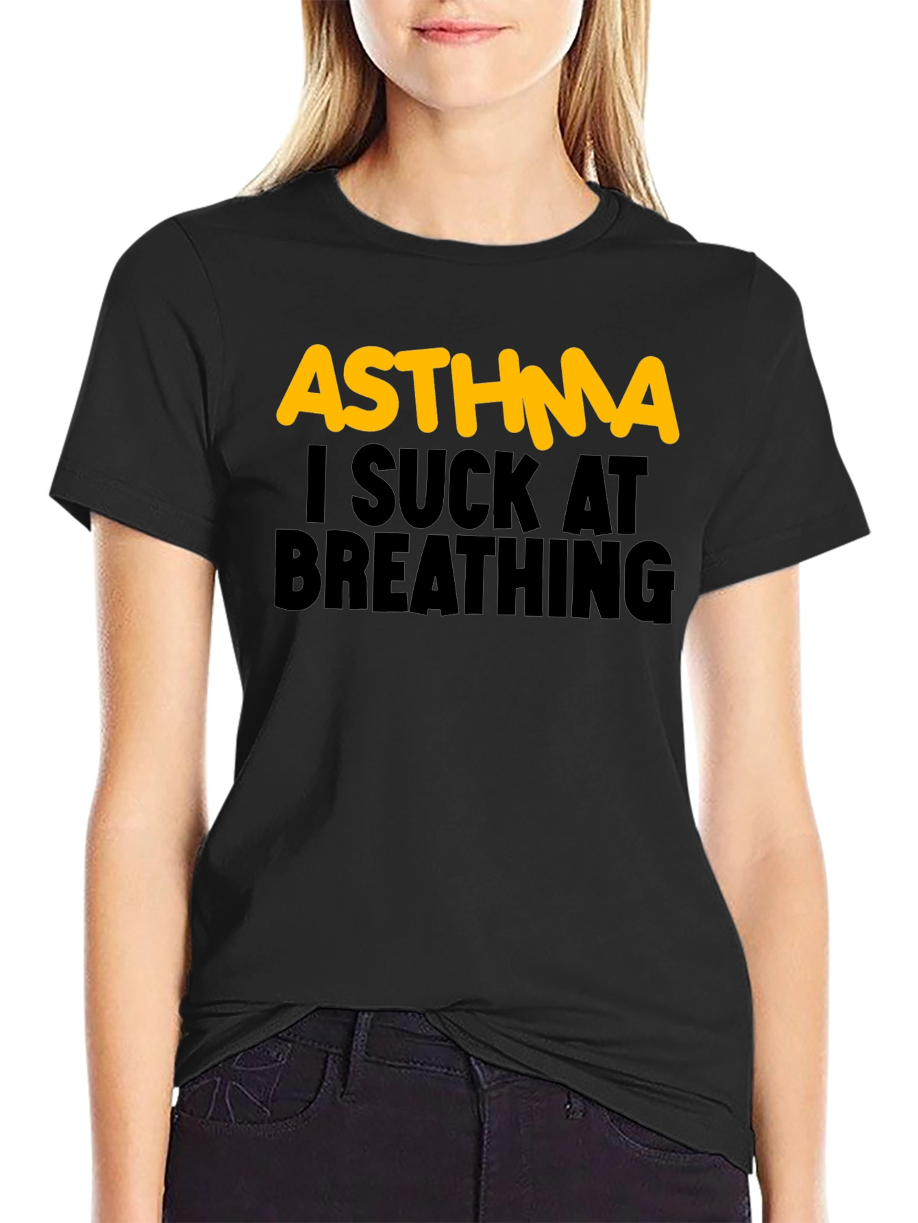 Asthma I Suck At Breathing Black T-Shirt