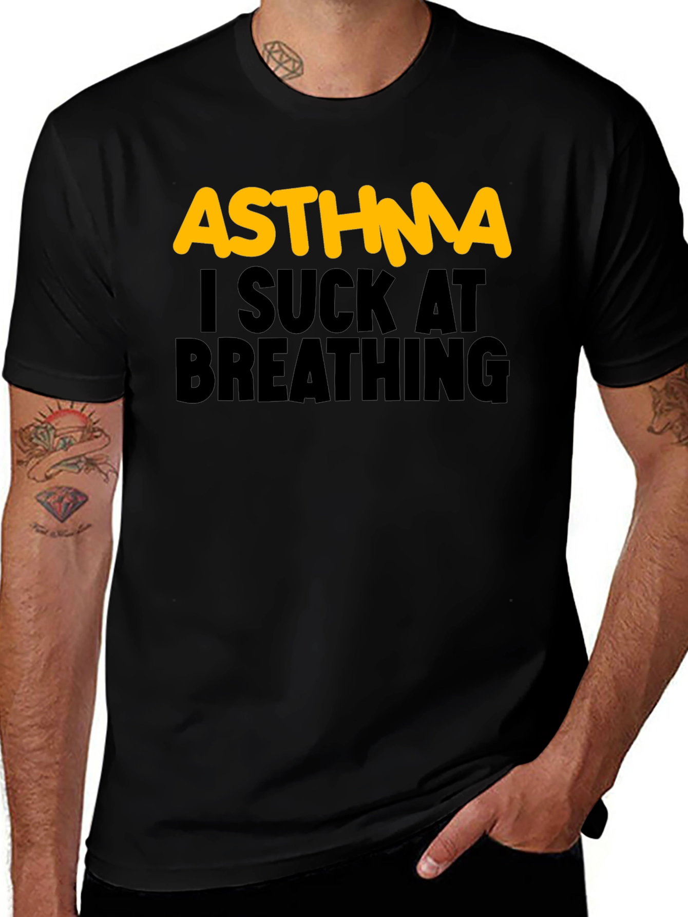 Asthma I Suck At Breathing Black T-Shirt