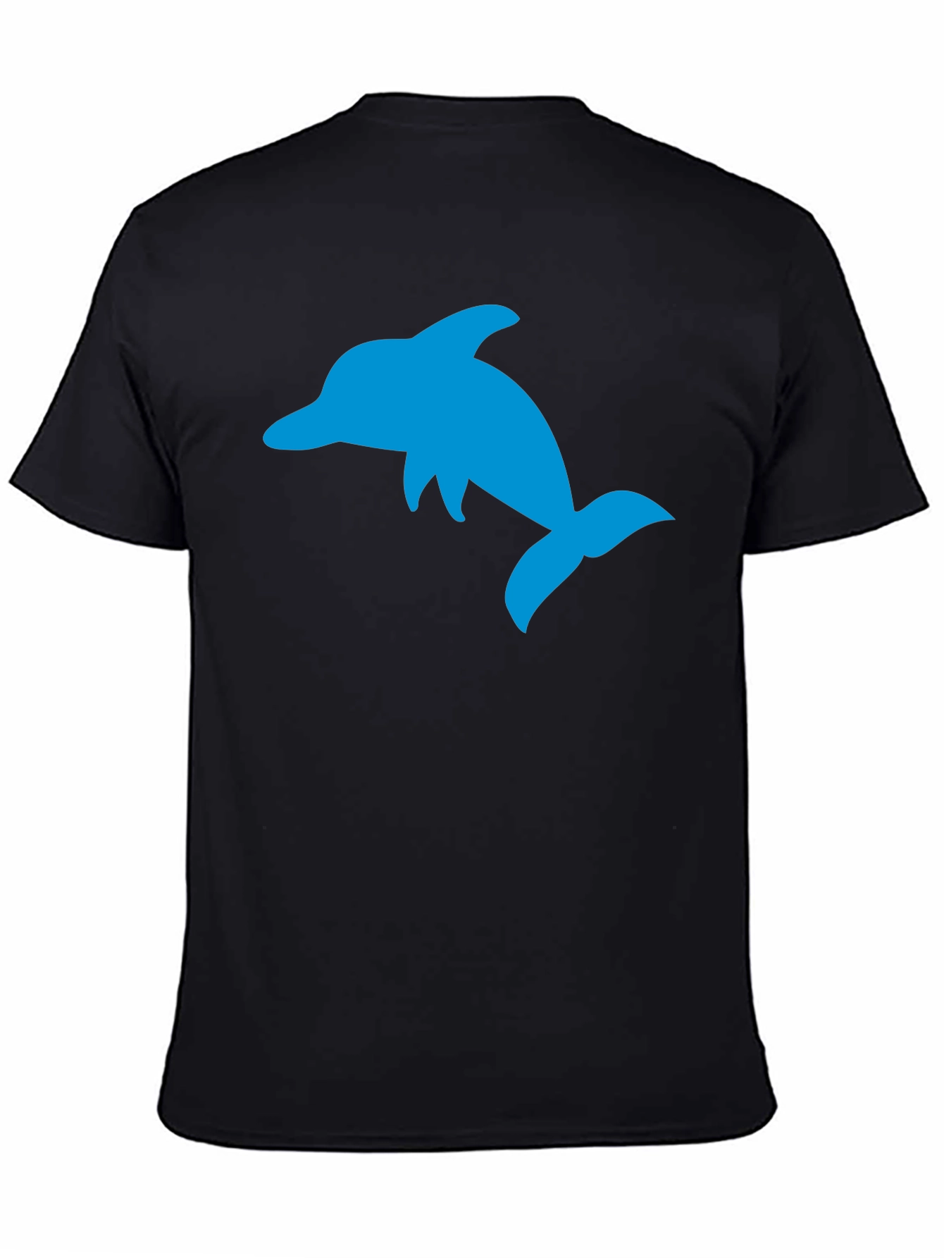 Black T-Shirt with Blue Dolphin Graphic