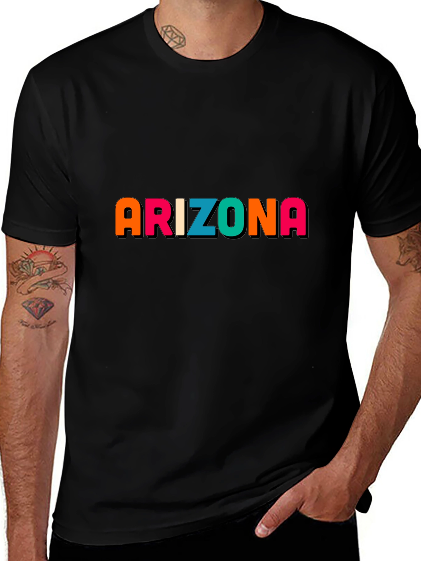 Arizona Graphic Print Black T-Shirt