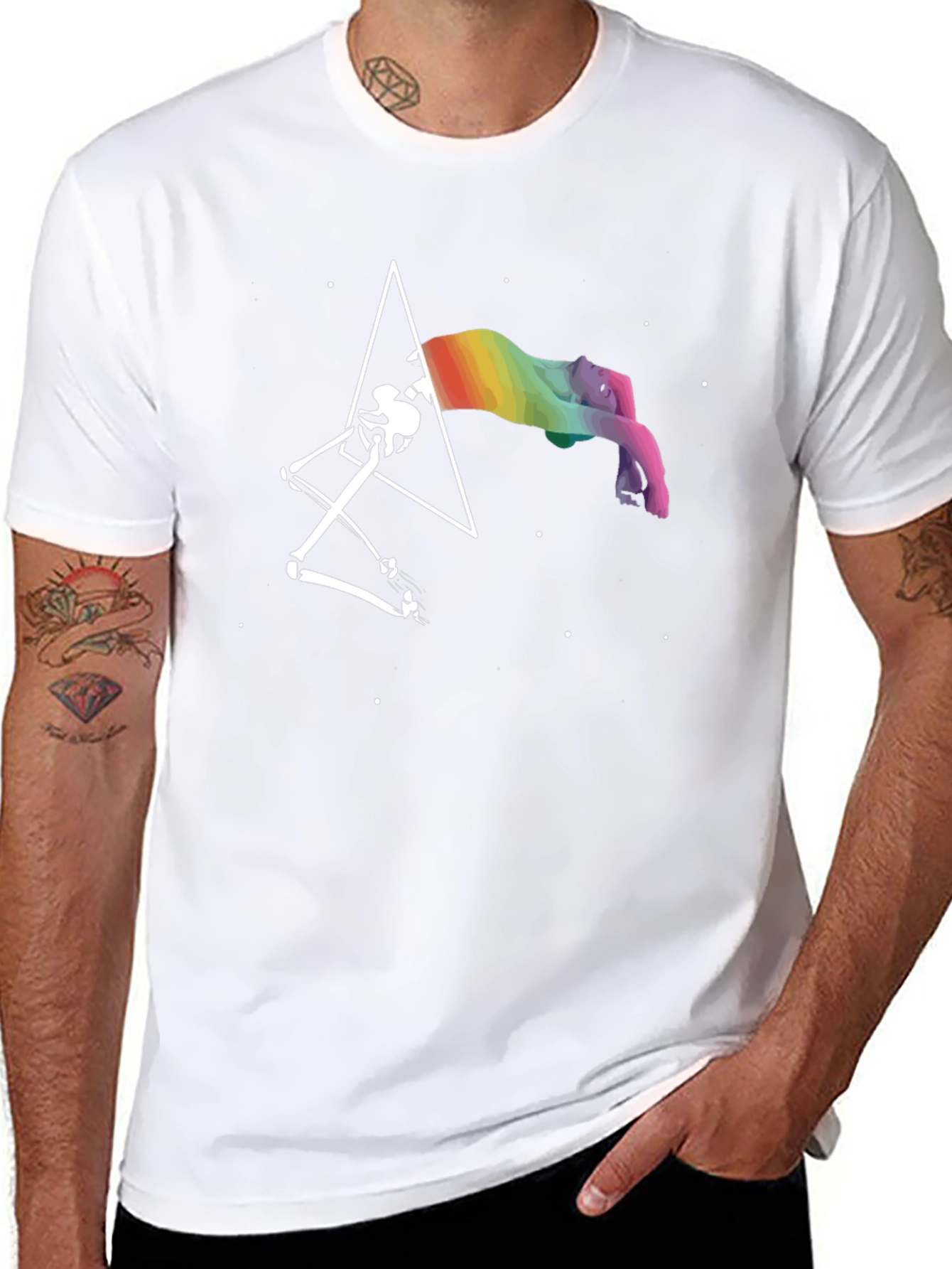 Prism Rainbow Skeleton Lamp T-Shirt