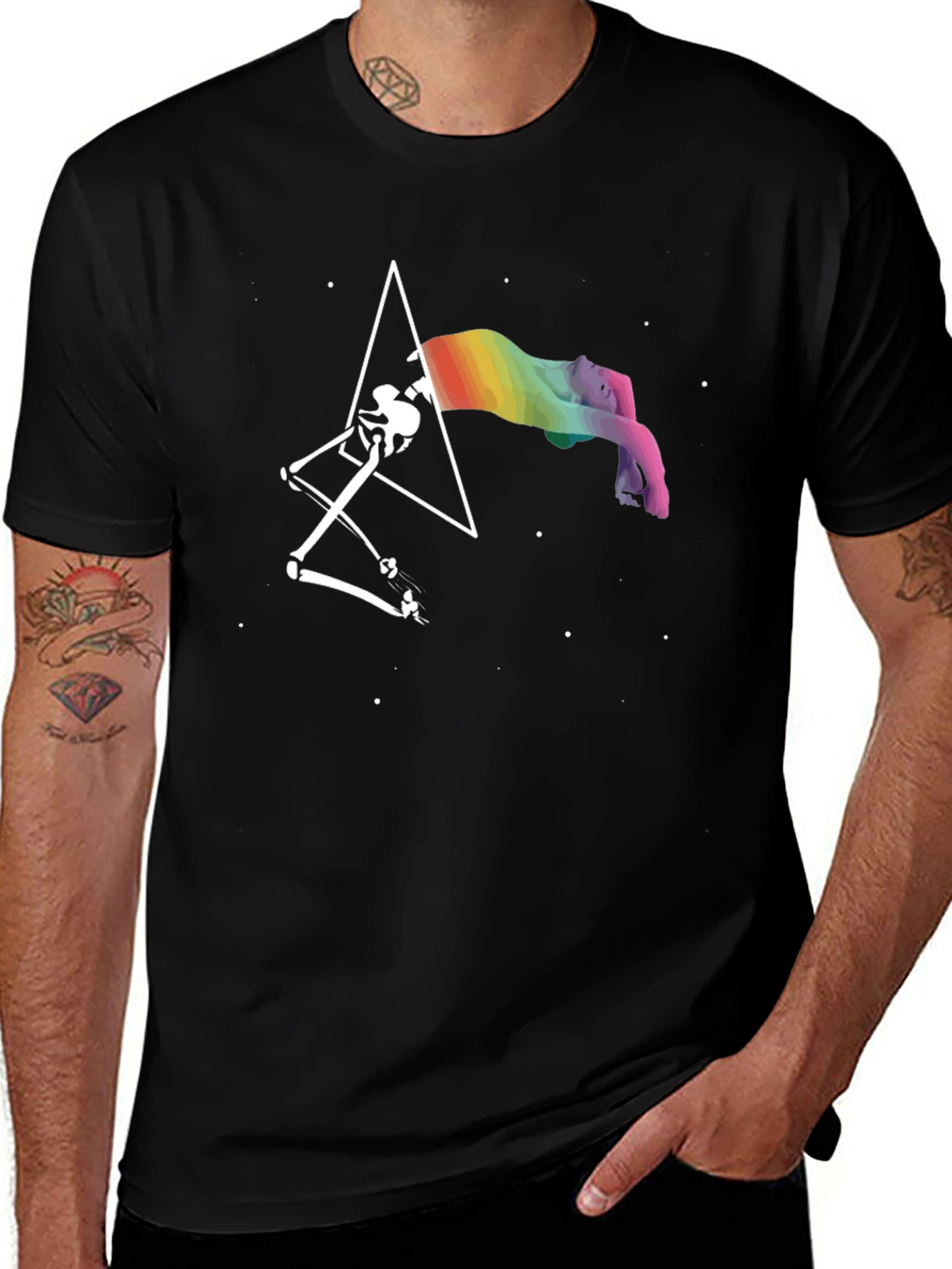 Prism Rainbow Skeleton Lamp T-Shirt