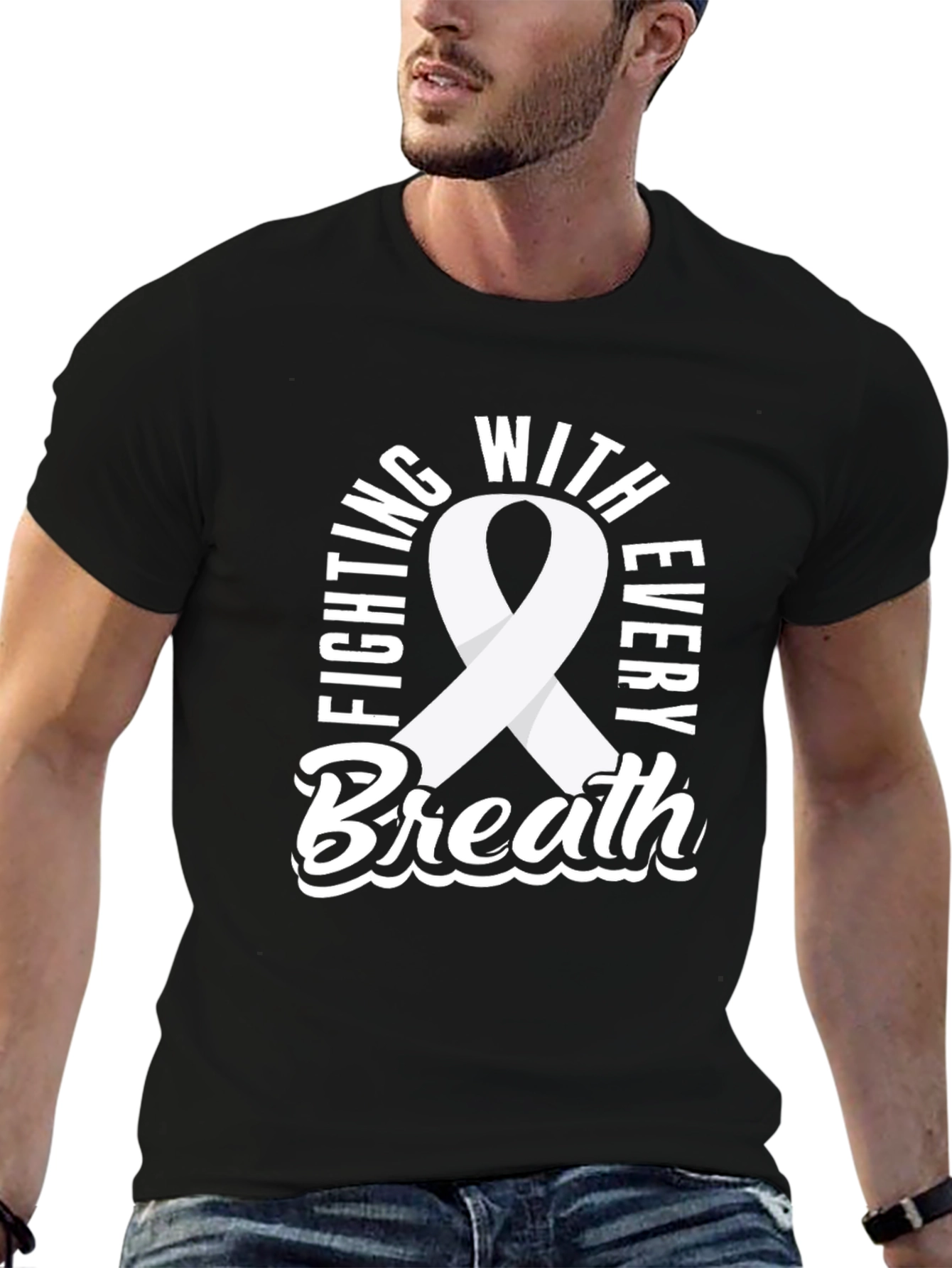 Fighting With Every Breath Ribbon T-Shirt