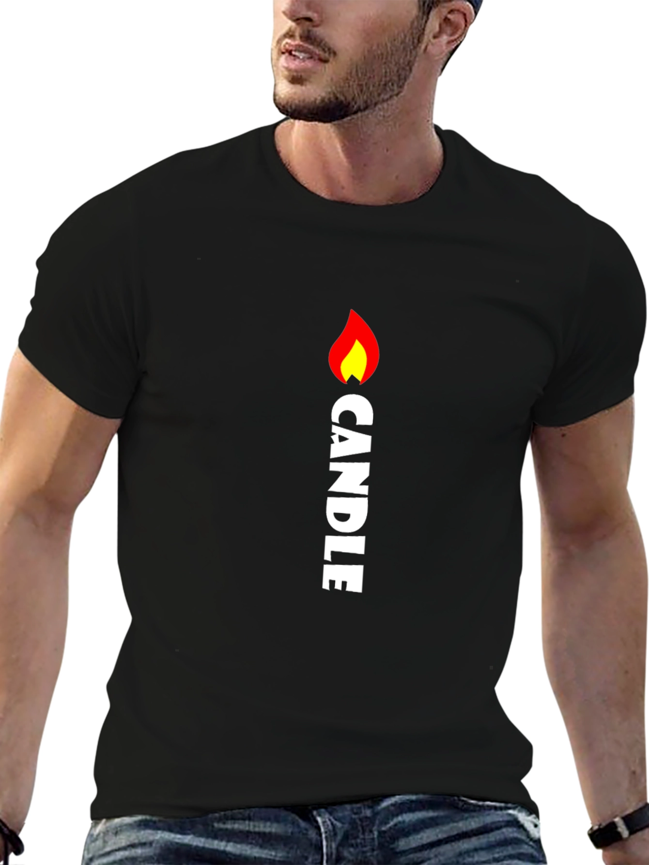 Candle Flame Graphic Tee - Black