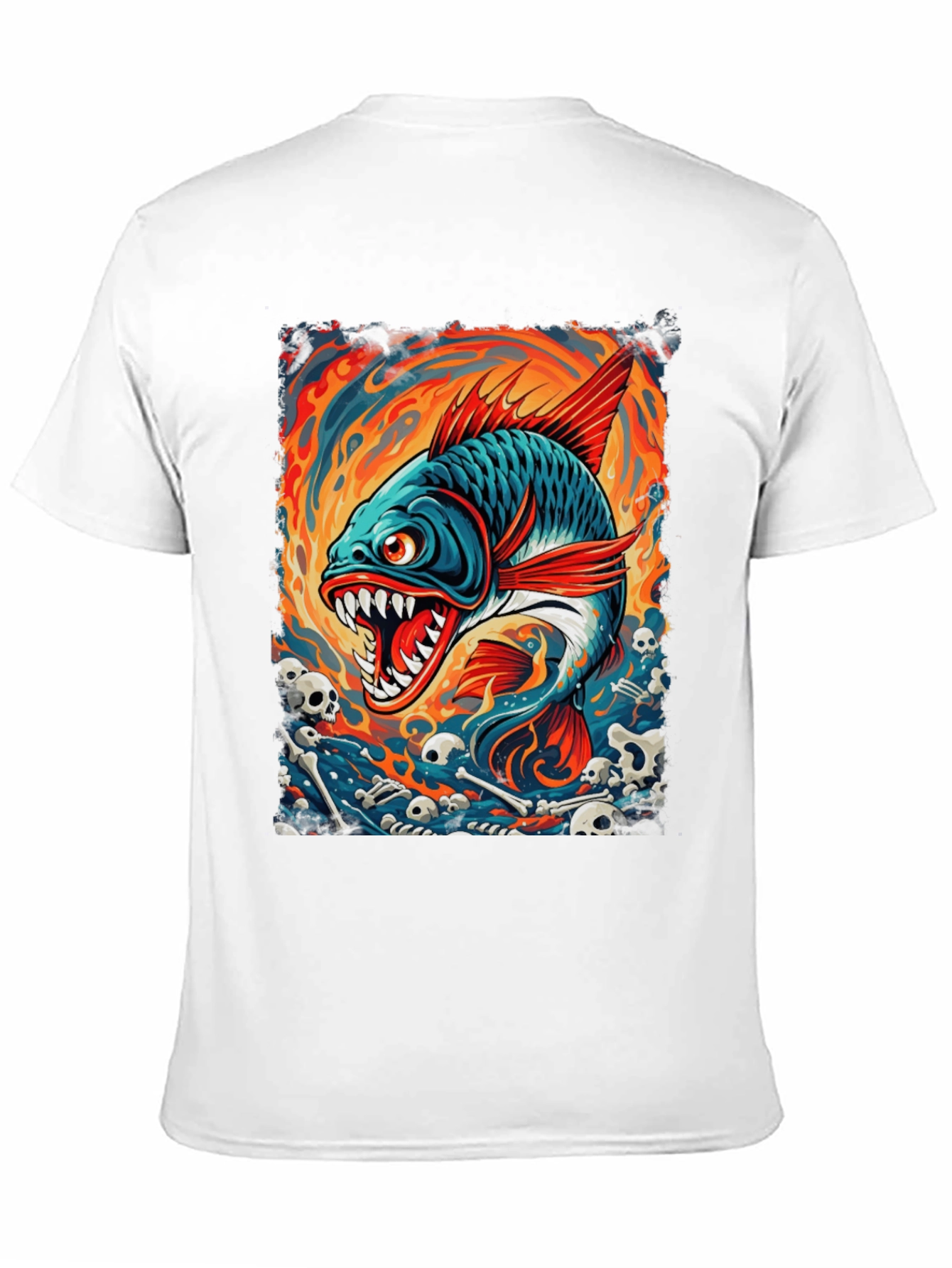 Mens Black T-Shirt - Graphic Fish Design