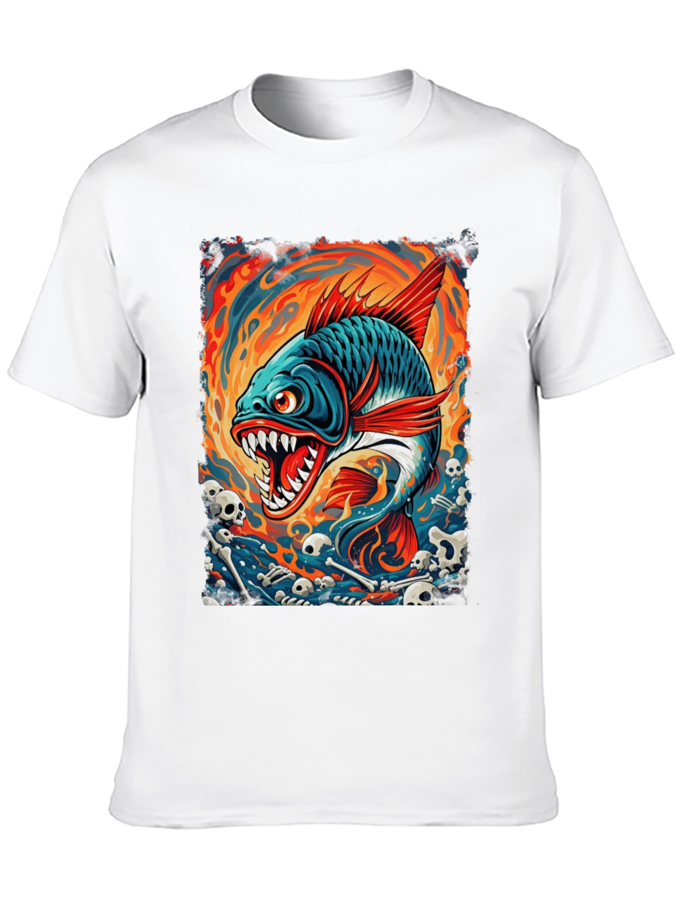 Mens Black T-Shirt - Graphic Fish Design