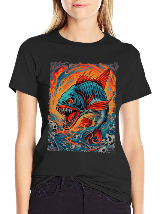 Mens Black T-Shirt - Graphic Fish Design