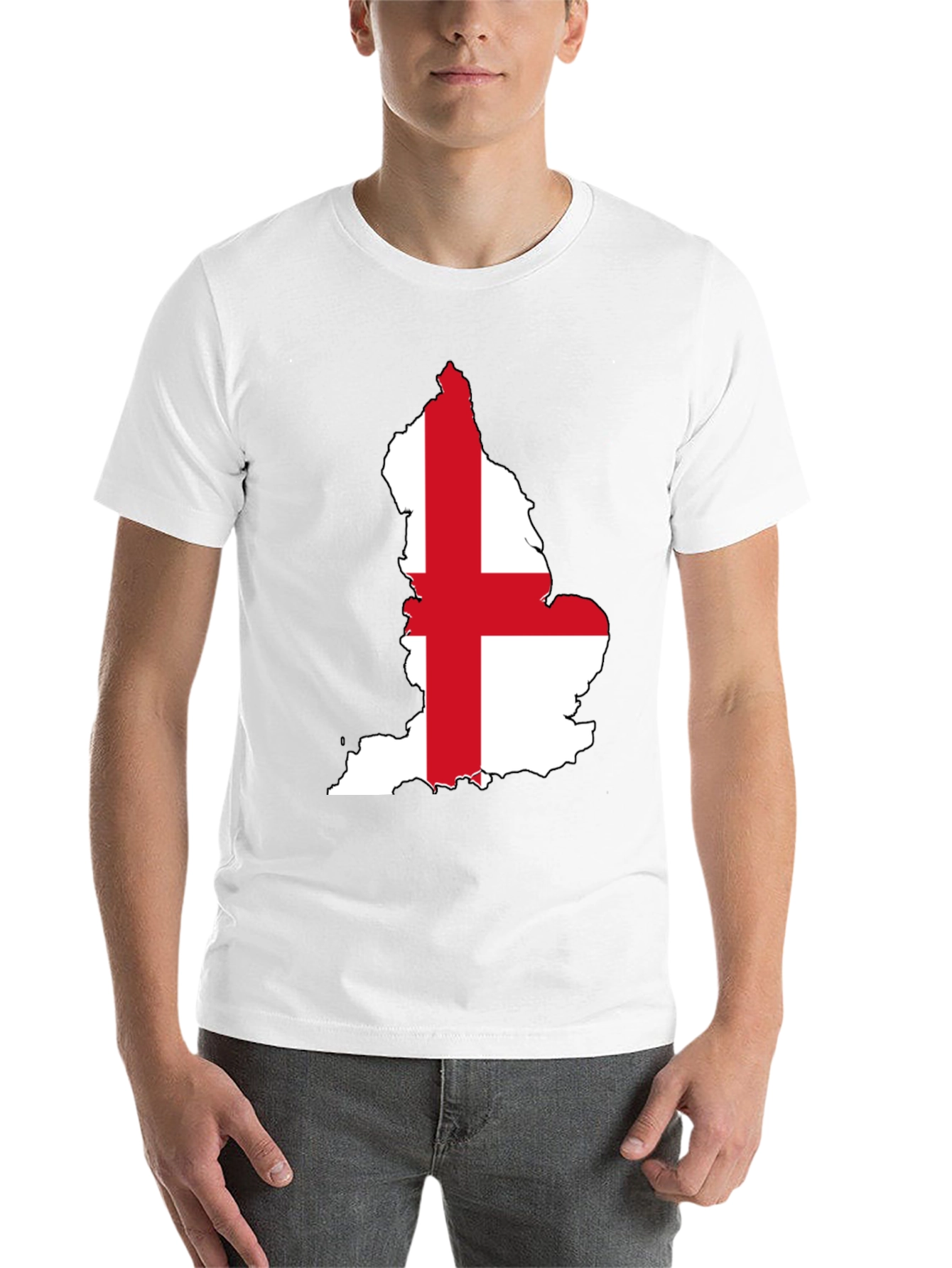 England Flag Map T-Shirt - Black Cotton Tee