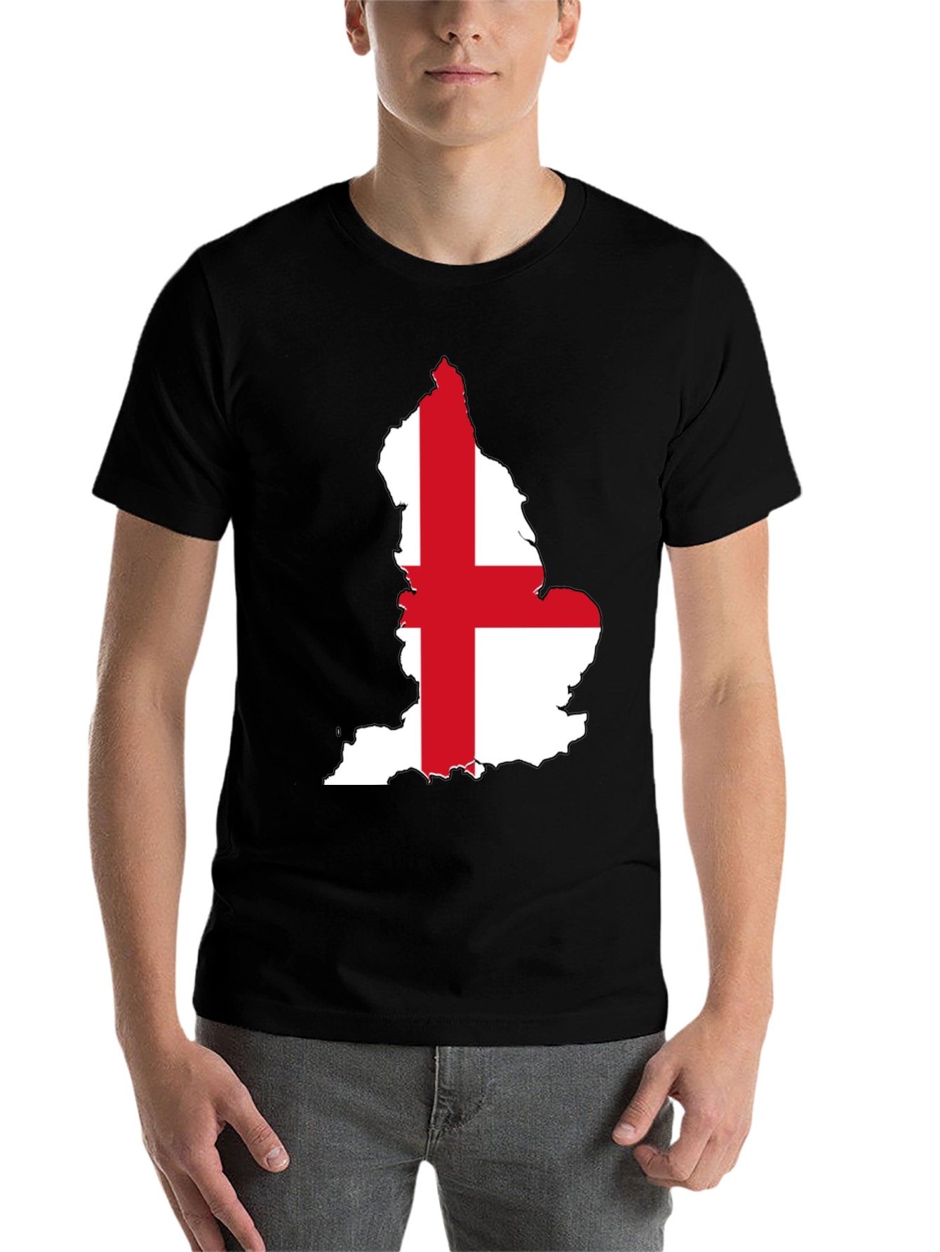 England Flag Map T-Shirt - Black Cotton Tee