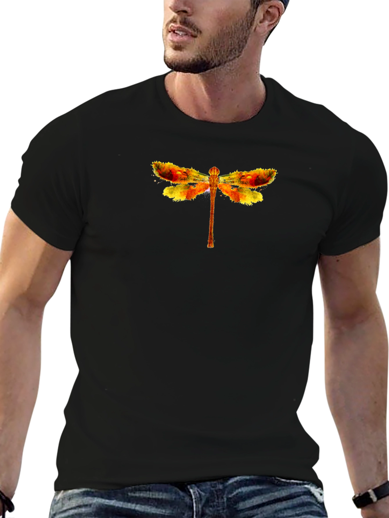 Dragonfly Graphic Tee - Stylish Black T-Shirt
