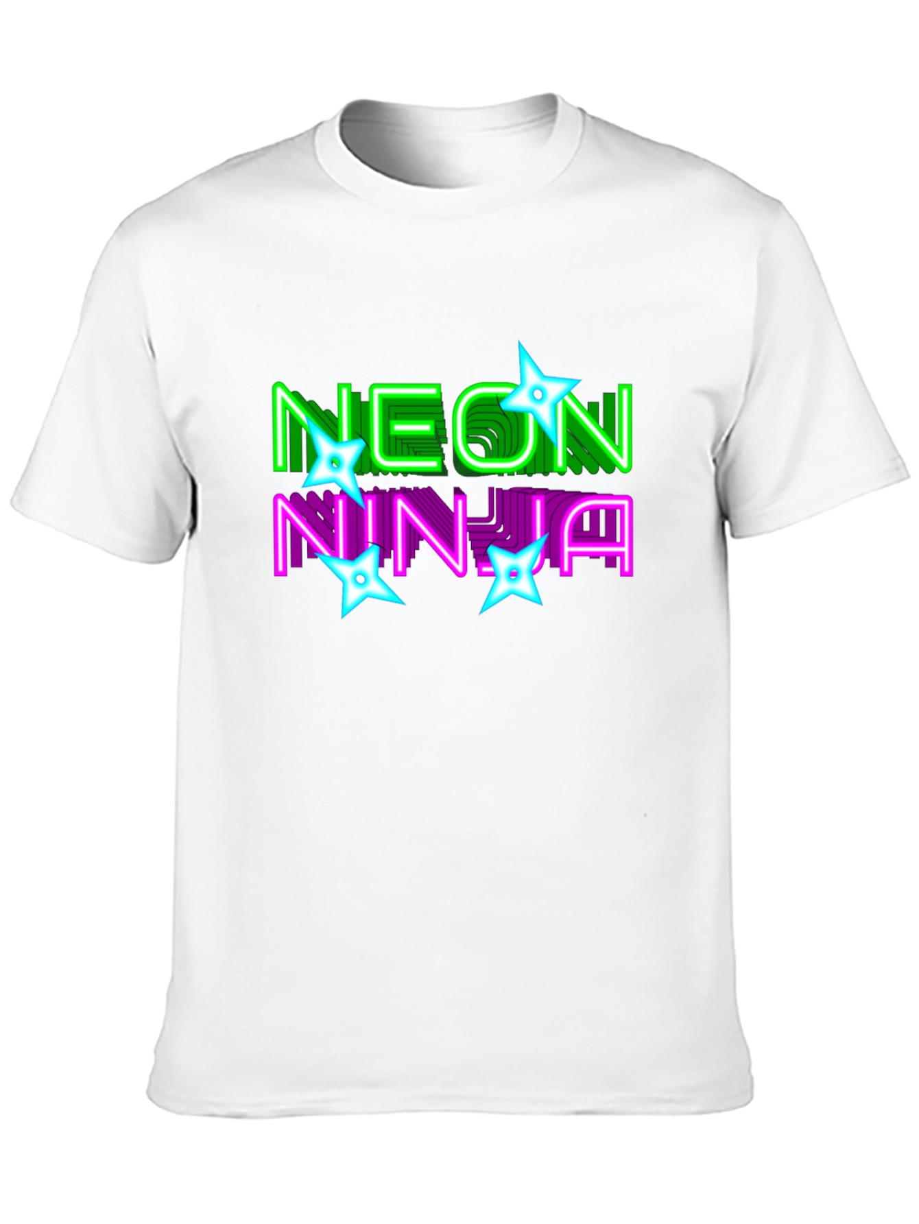 Neon Ninja Graphic Print Black T-Shirt