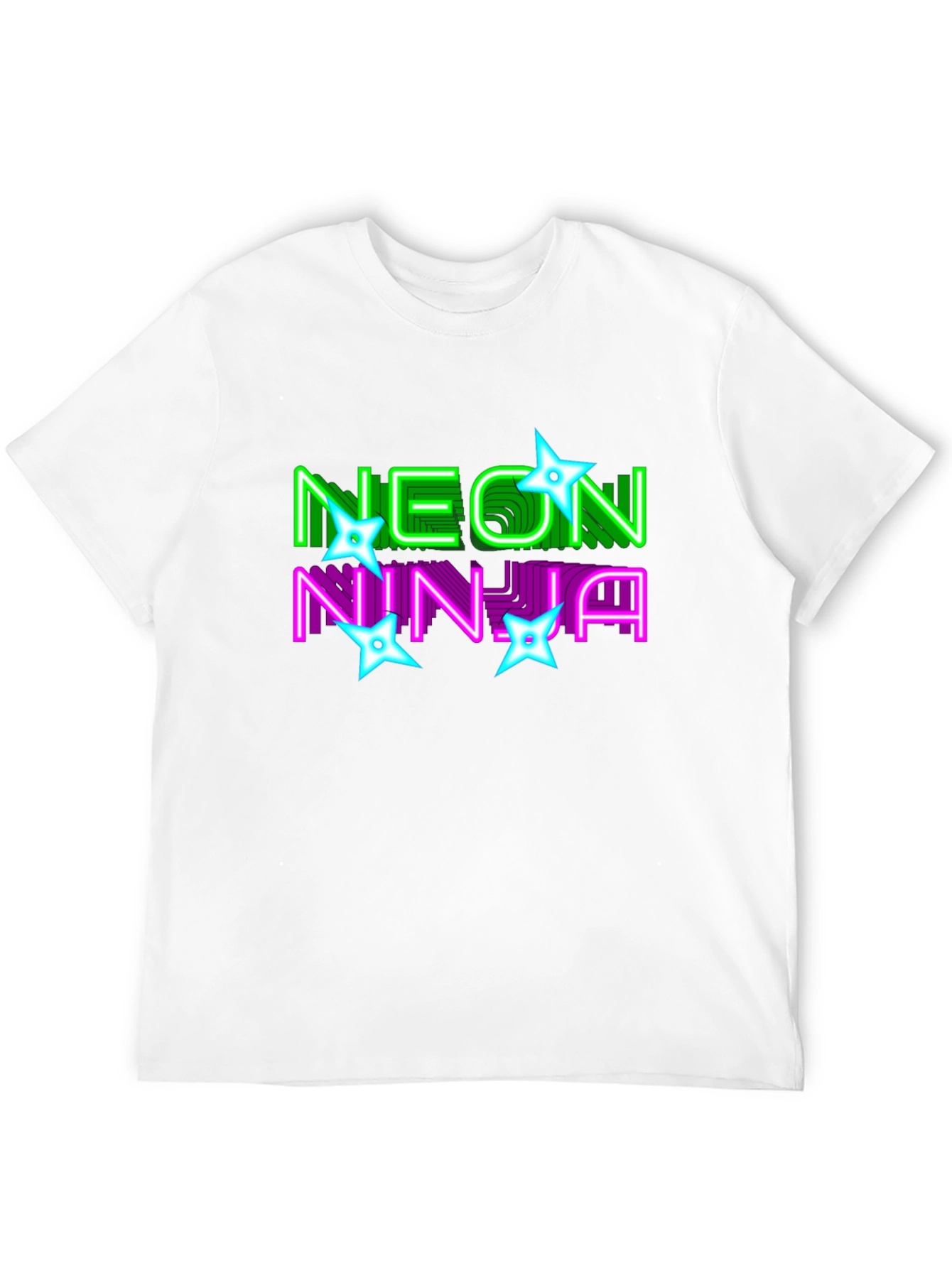 Neon Ninja Graphic Print Black T-Shirt