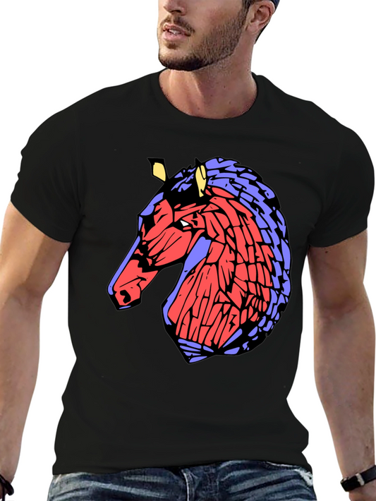 Horse Head Graphic Tee - Stylish Mens Black T-Shirt