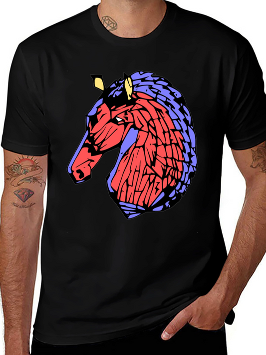 Horse Head Graphic Tee - Stylish Mens Black T-Shirt