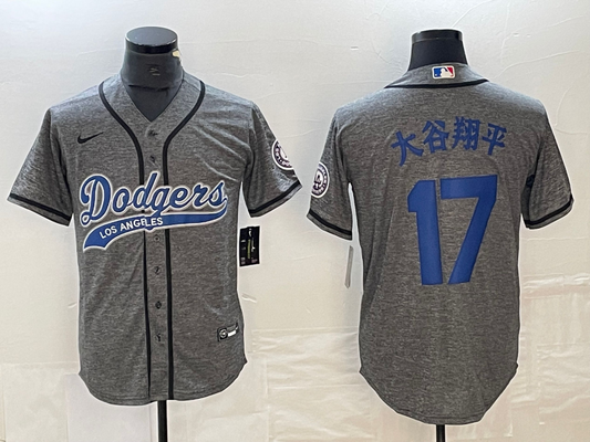 Men's Los Angeles Dodgers Shohei Ohtani #17 Gray Player Game Jerseys Joint Edition