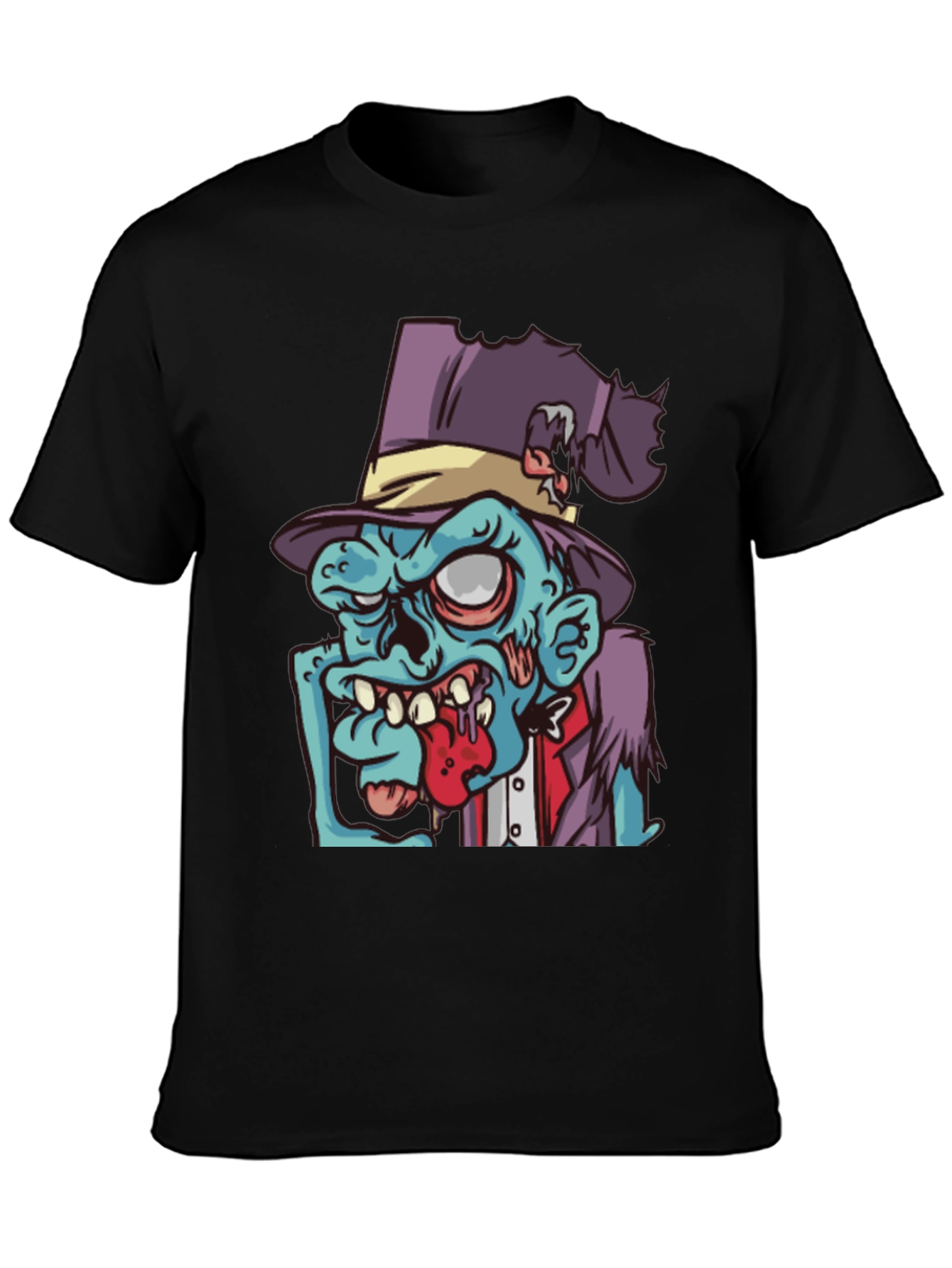 Zombie Cartoon Graphic T-Shirt - Black