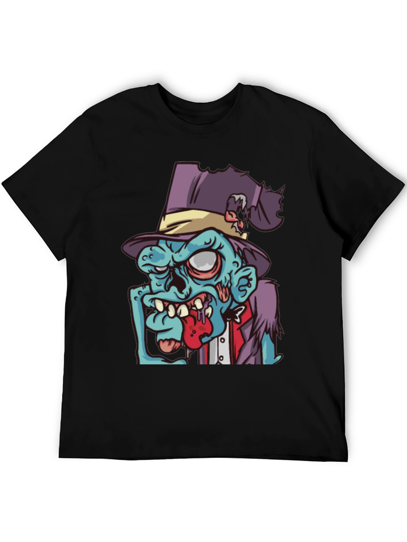 Zombie Cartoon Graphic T-Shirt - Black