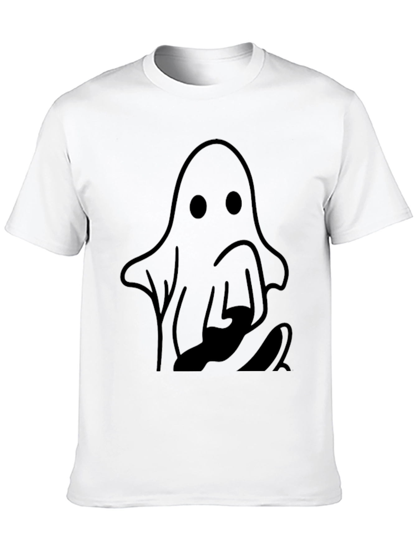 Spooky Ghost Graphic Tee - Halloween Black T-Shirt