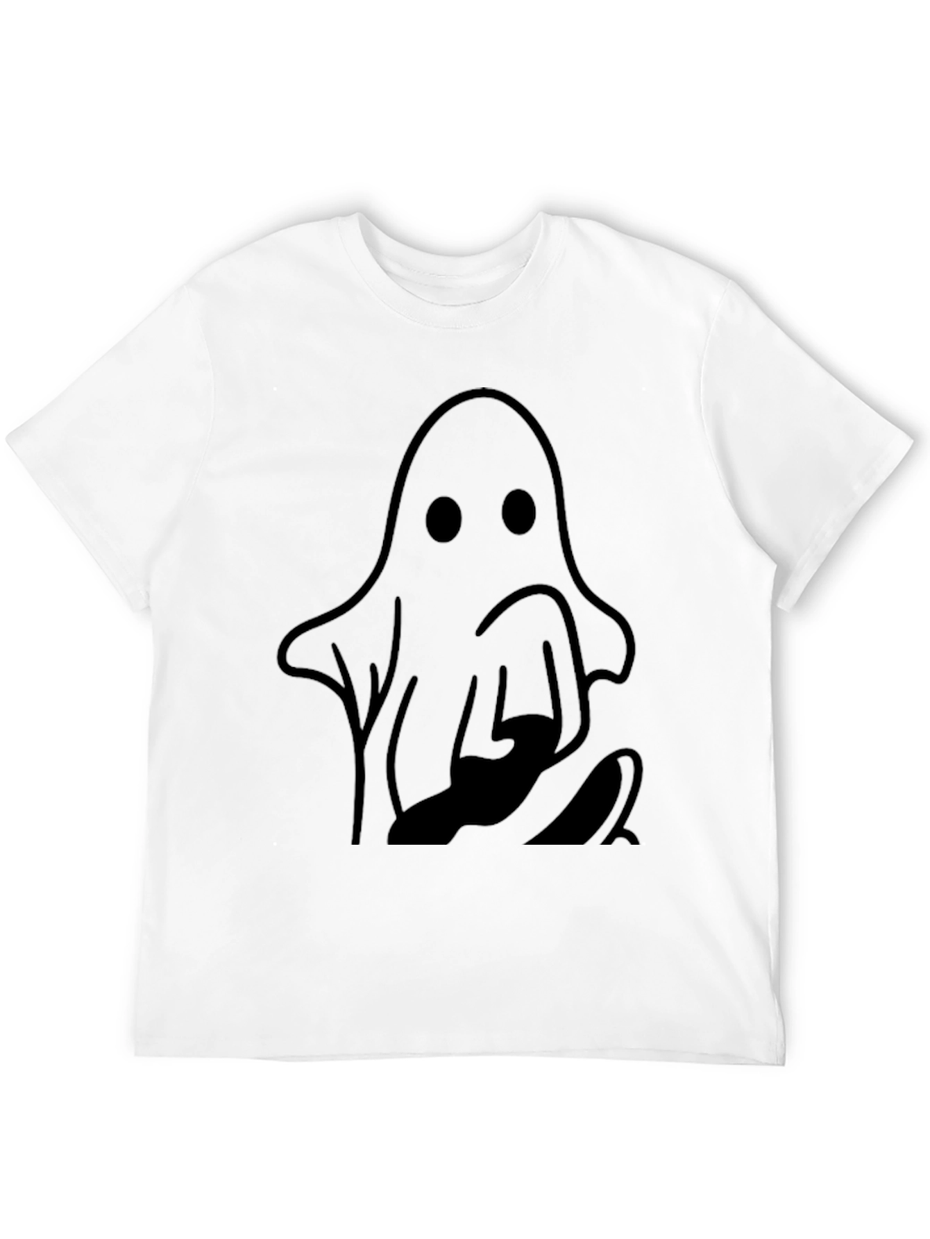 Spooky Ghost Graphic Tee - Halloween Black T-Shirt