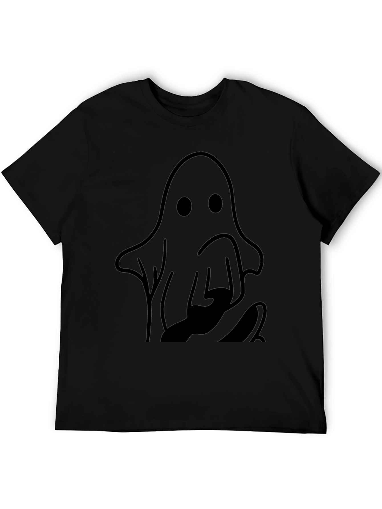 Spooky Ghost Graphic Tee - Halloween Black T-Shirt