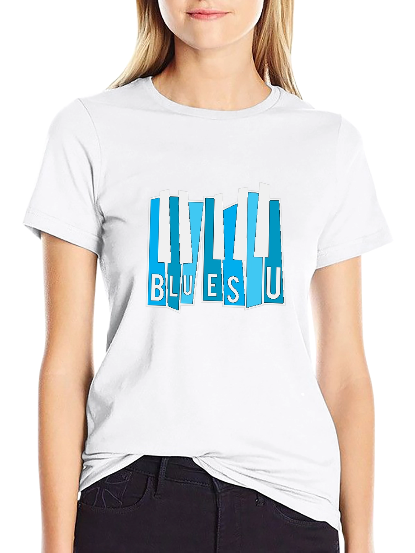 Blues U Piano Keys Graphic Tee - Black
