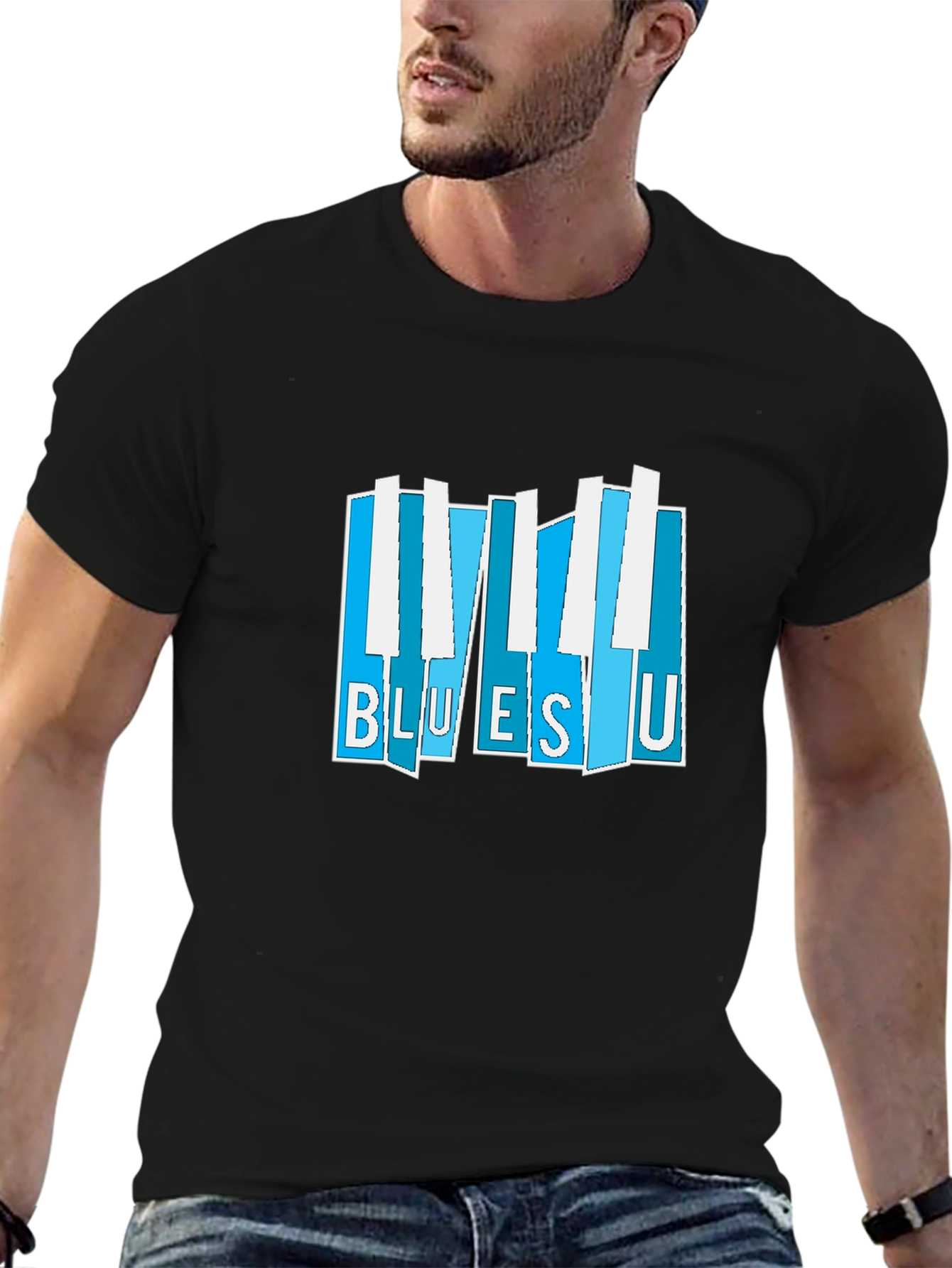 Blues U Piano Keys Graphic Tee - Black
