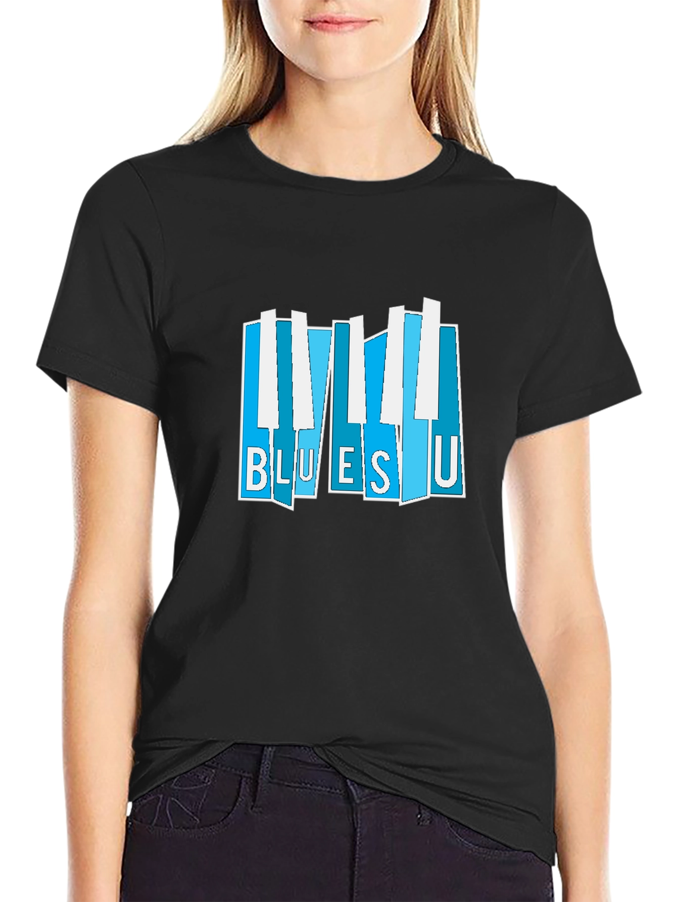 Blues U Piano Keys Graphic Tee - Black