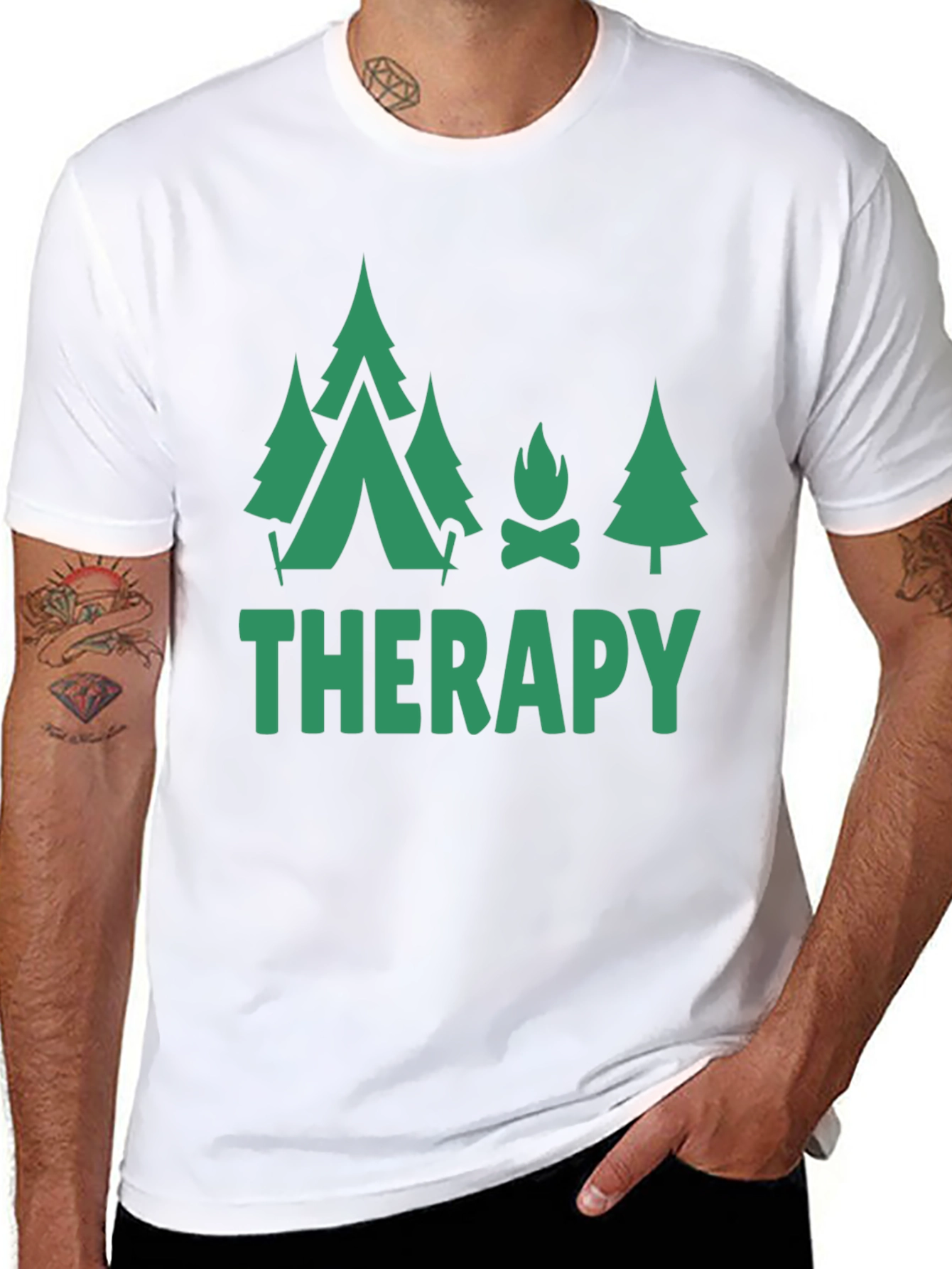 Camping Therapy Black T-Shirt
