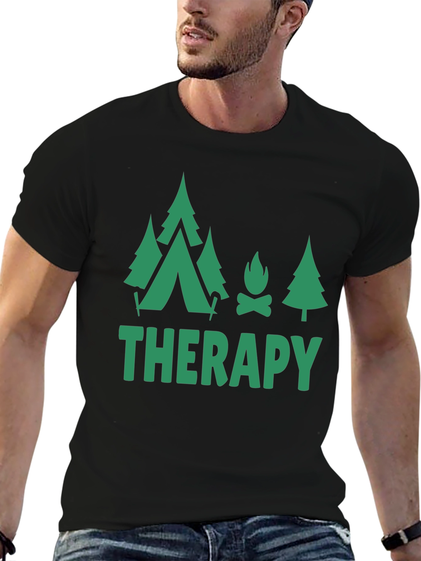 Camping Therapy Black T-Shirt