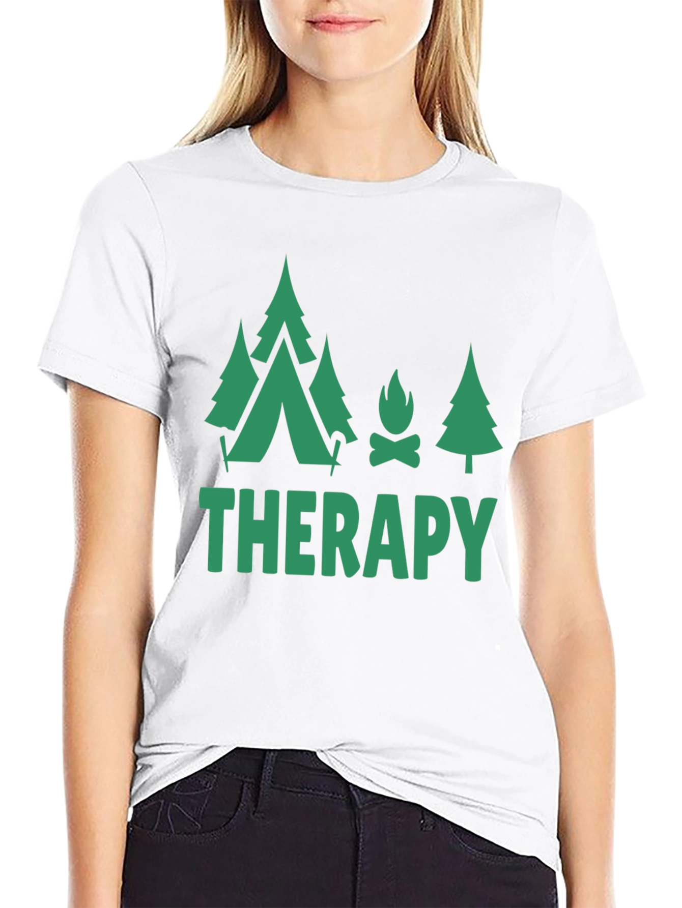 Camping Therapy Black T-Shirt