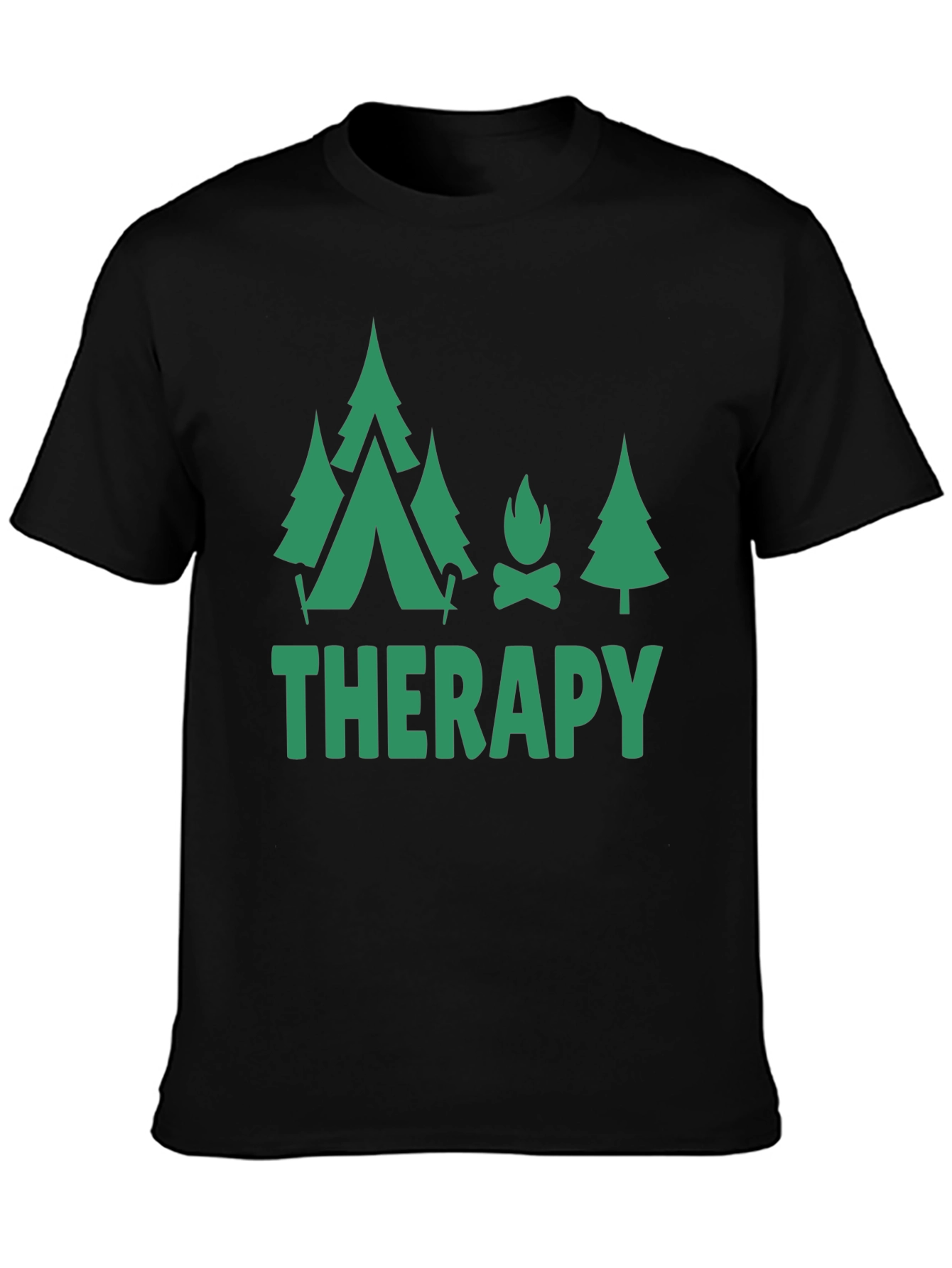 Camping Therapy Black T-Shirt