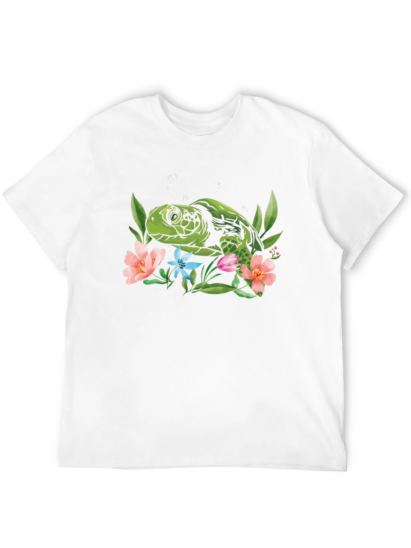 Sea Turtle Floral Graphic Tee - Black