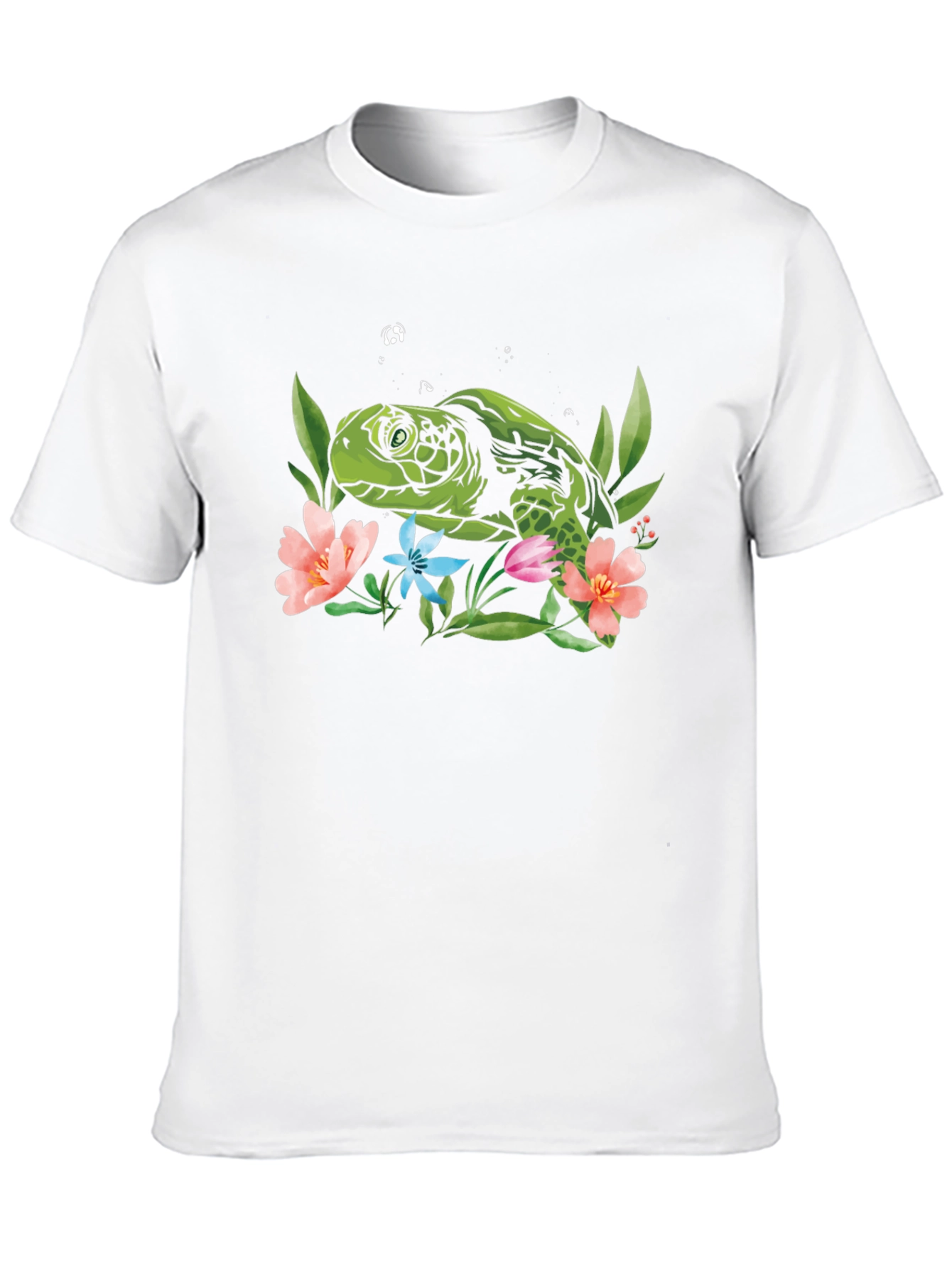 Sea Turtle Floral Graphic Tee - Black