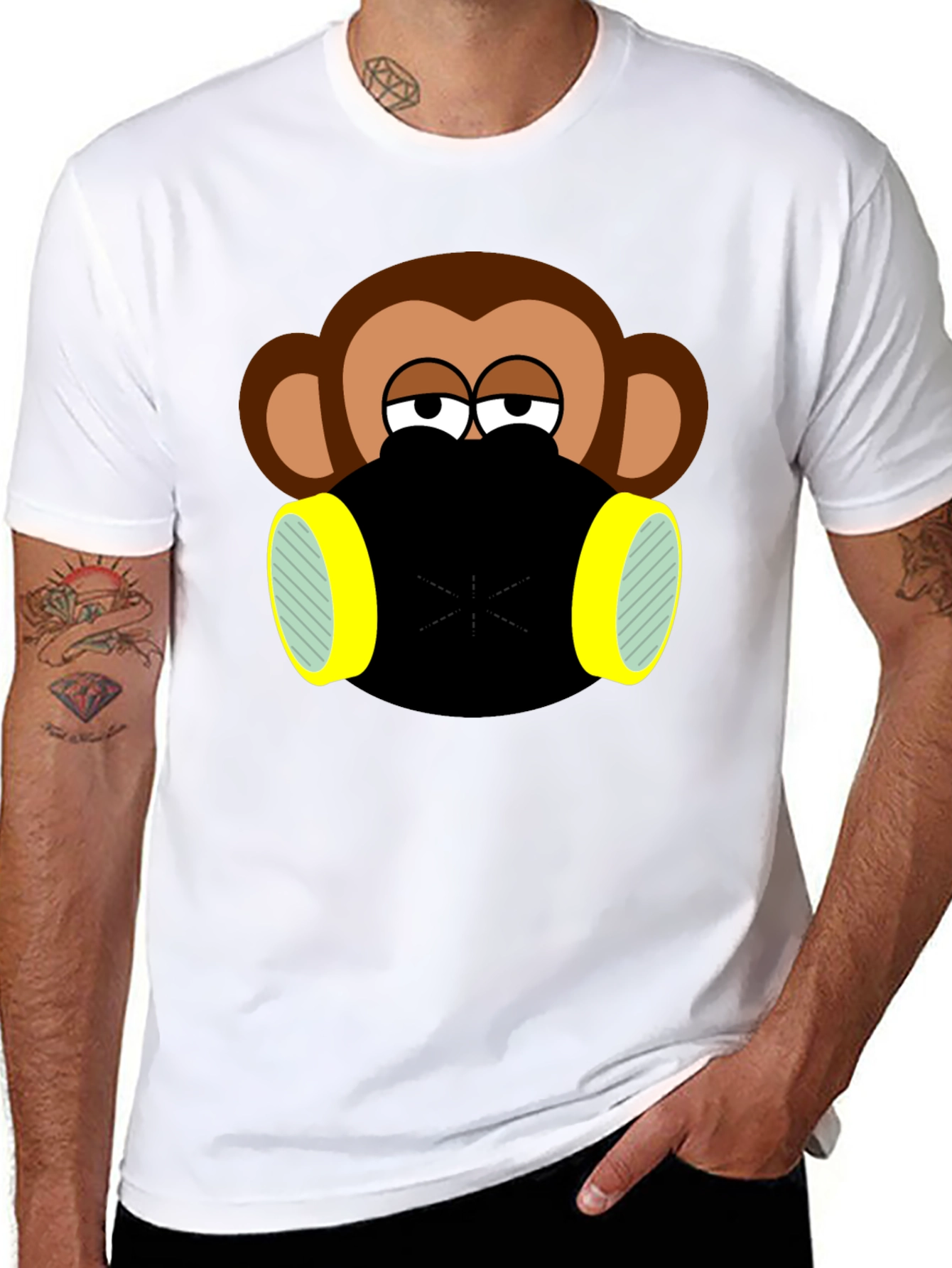Monkey Gas Mask Graphic T-Shirt