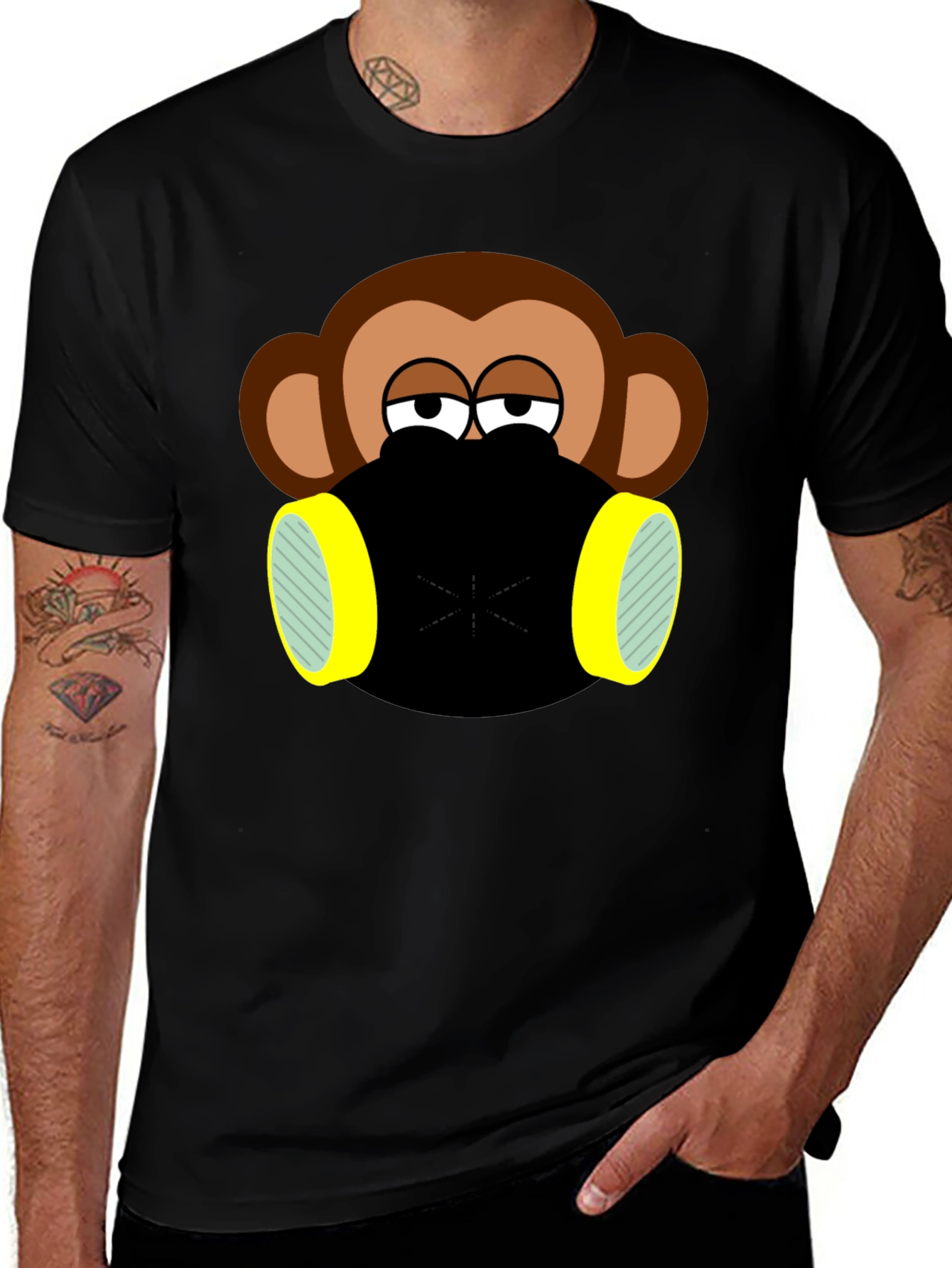 Monkey Gas Mask Graphic T-Shirt
