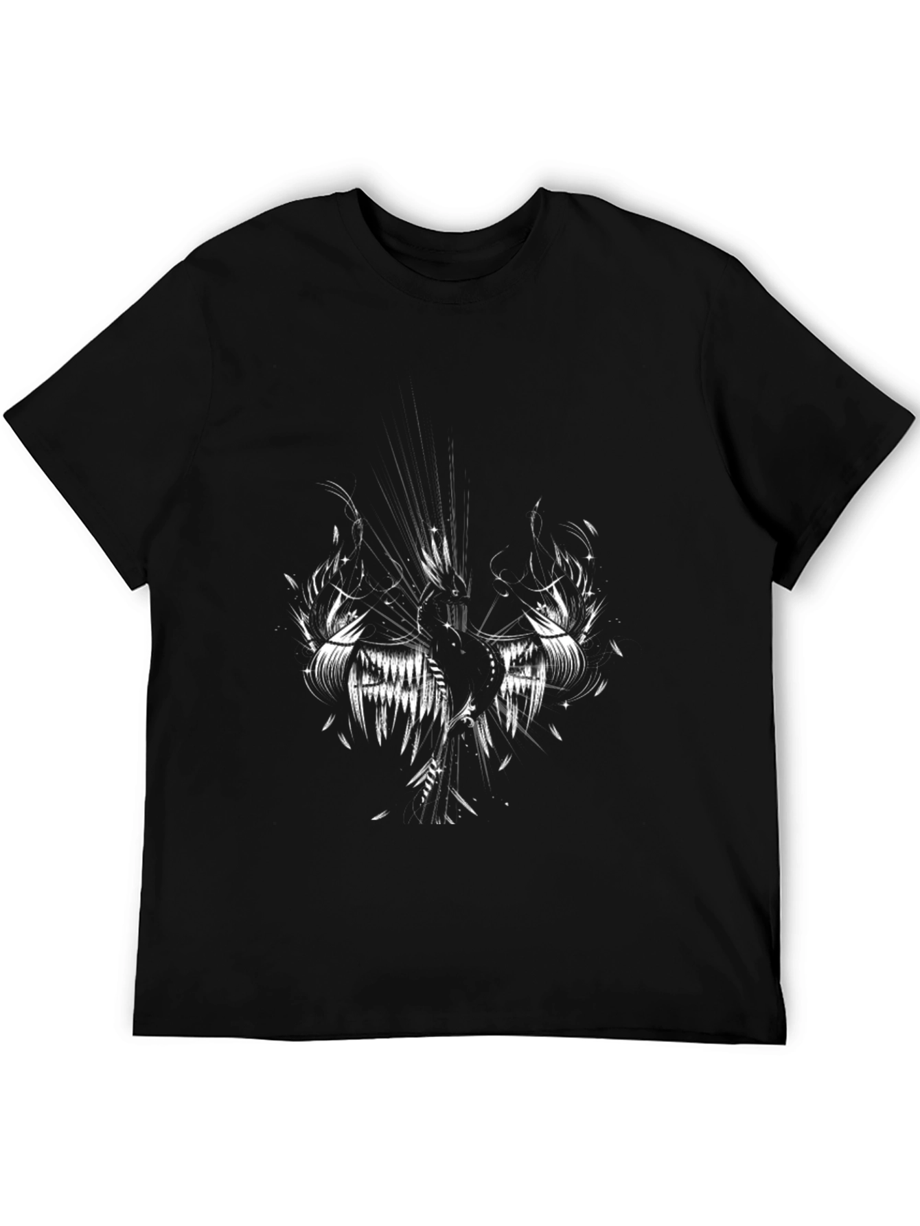 Mens Black T-Shirt with Graphic Design